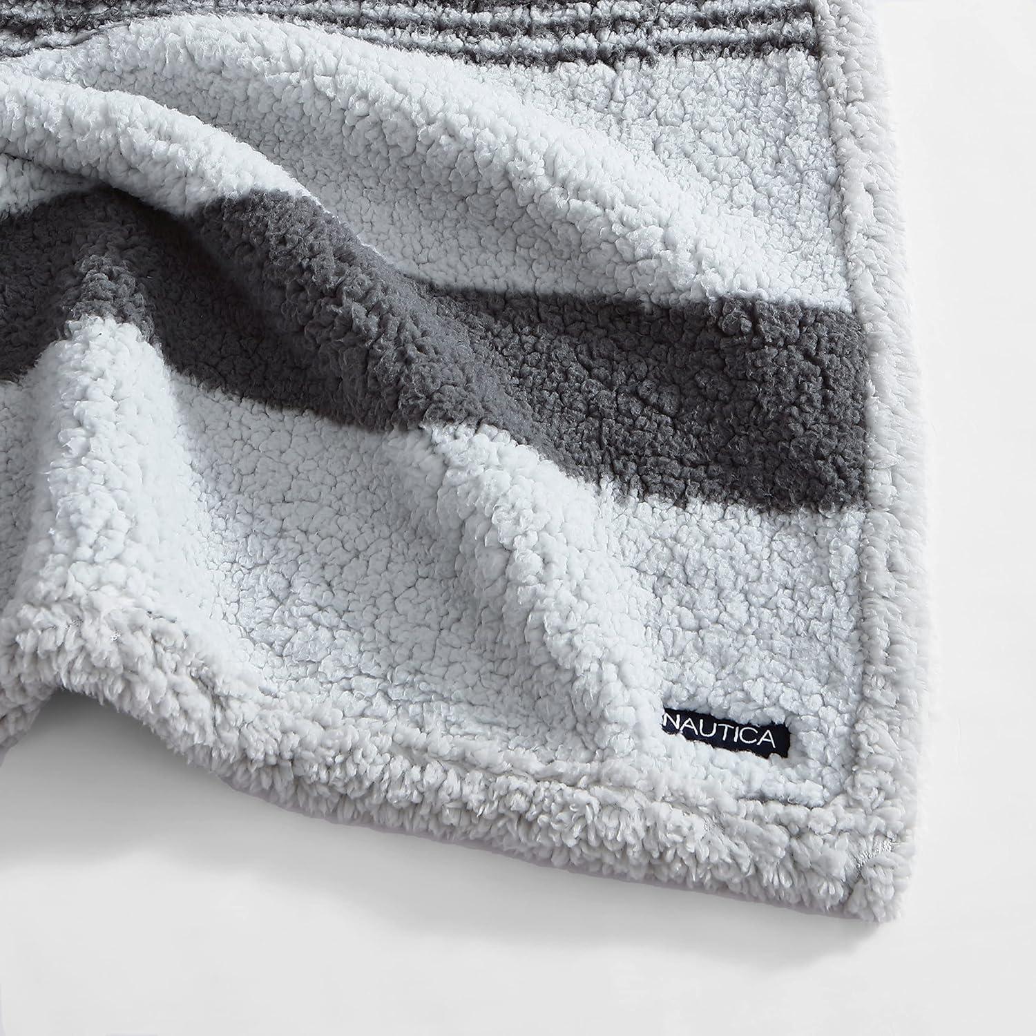 imageNautica  Throw Blanket Ultra Soft Plush Sherpa Bedding Warm ampamp Cozy Home Decor for Bed or Couch Dorm Room Essentials Saltmarsh Grey 50quot x 60quotSaltmarsh Grey