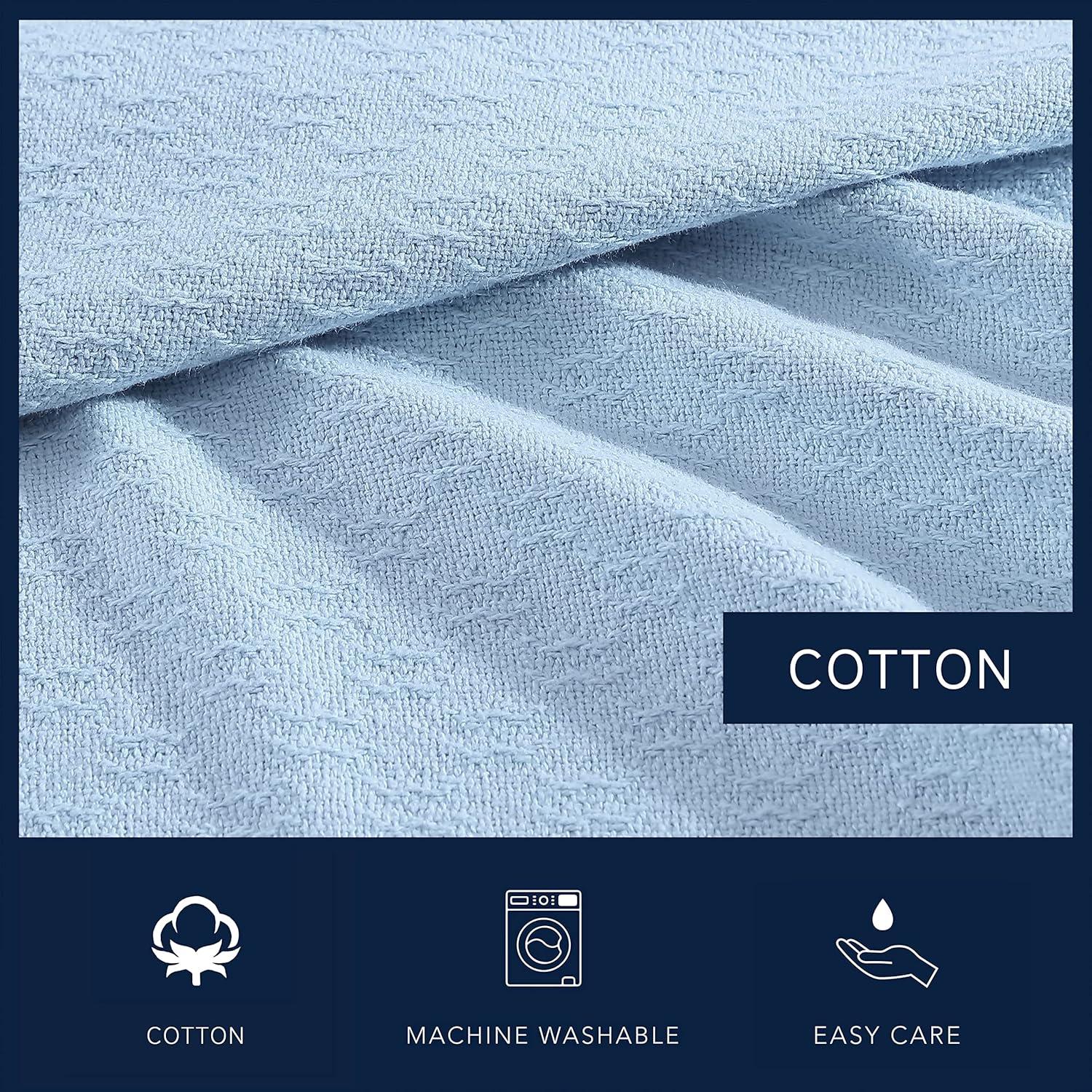 imageNautica  Twin Blanket Cotton Woven Bedding MediumWeight for All Seasons Ideal Dorm Essentials OekoTex Certified Ripple Cove GreenRipple Cove Blue