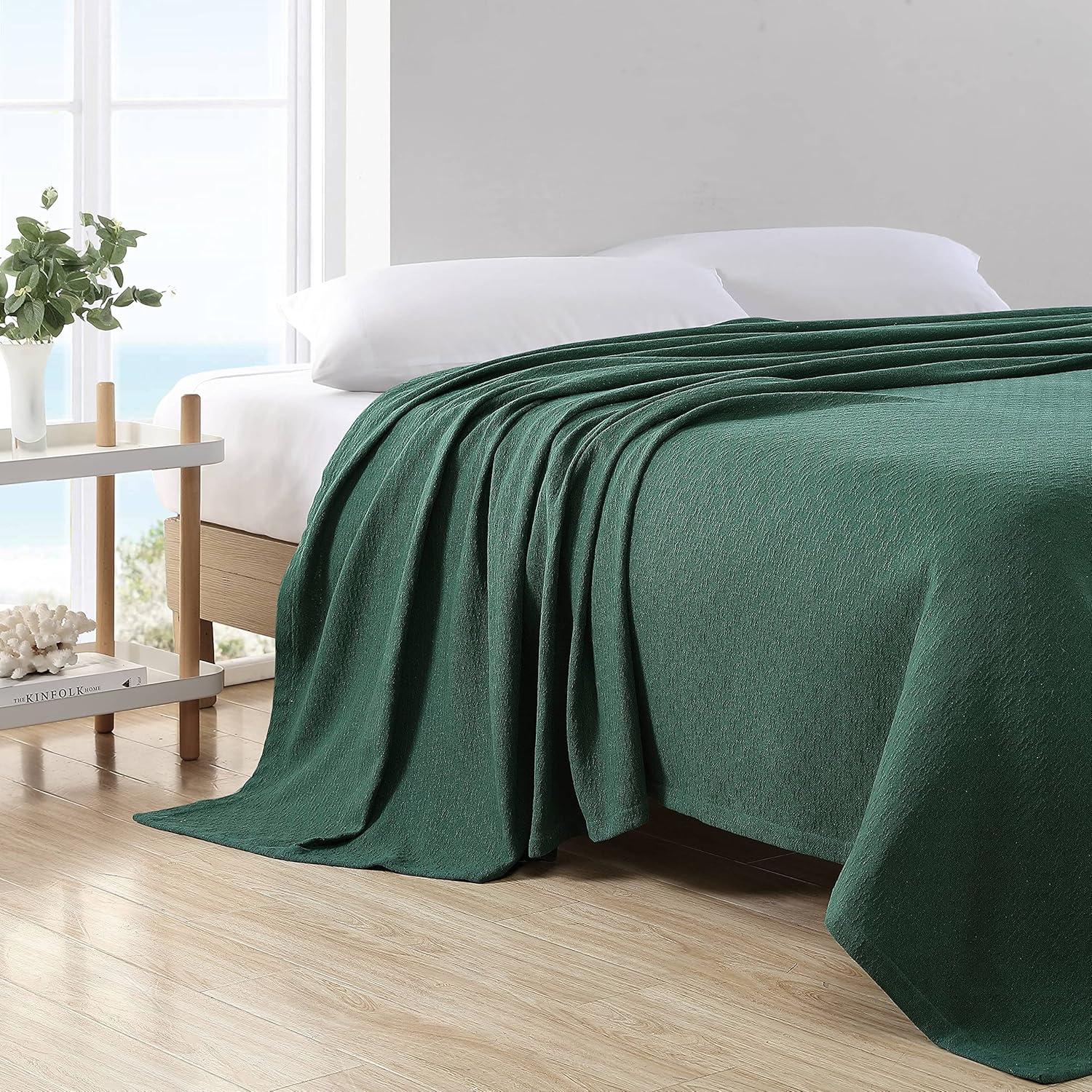 imageNautica  Twin Blanket Cotton Woven Bedding MediumWeight for All Seasons Ideal Dorm Essentials OekoTex Certified Ripple Cove GreenRipple Cove Green