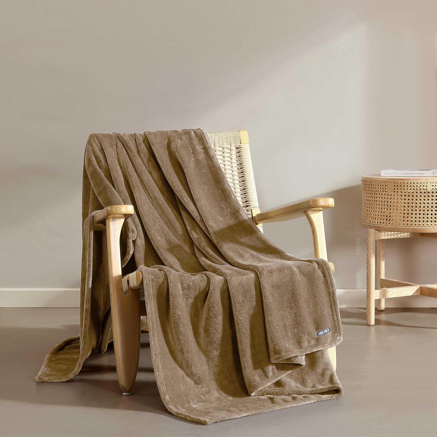 imageNautica  Twin Blanket Soft Plush Fleece Bedding Ideal for Bed or Couch Dorm Essentials OekoTex Certified Solid RedBrown