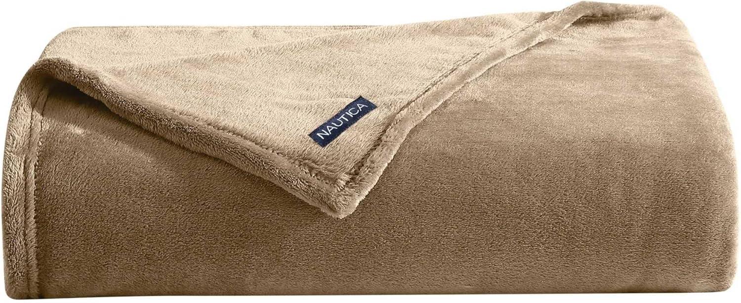 imageNautica  Twin Blanket Soft Plush Fleece Bedding Ideal for Bed or Couch Dorm Essentials OekoTex Certified Solid RedBrown
