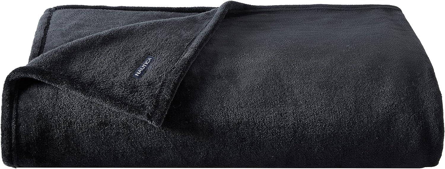 imageNautica  Twin Blanket Soft Plush Fleece Bedding Ideal for Bed or Couch Dorm Essentials OekoTex Certified Solid RedSolid Black