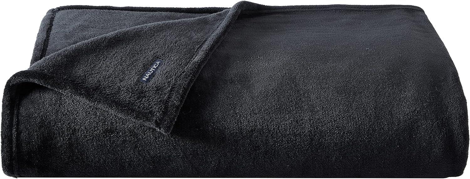 imageNautica  Twin Blanket Soft Plush Fleece Bedding Ideal for Bed or Couch Dorm Essentials OekoTex Certified Solid RedSolid Black