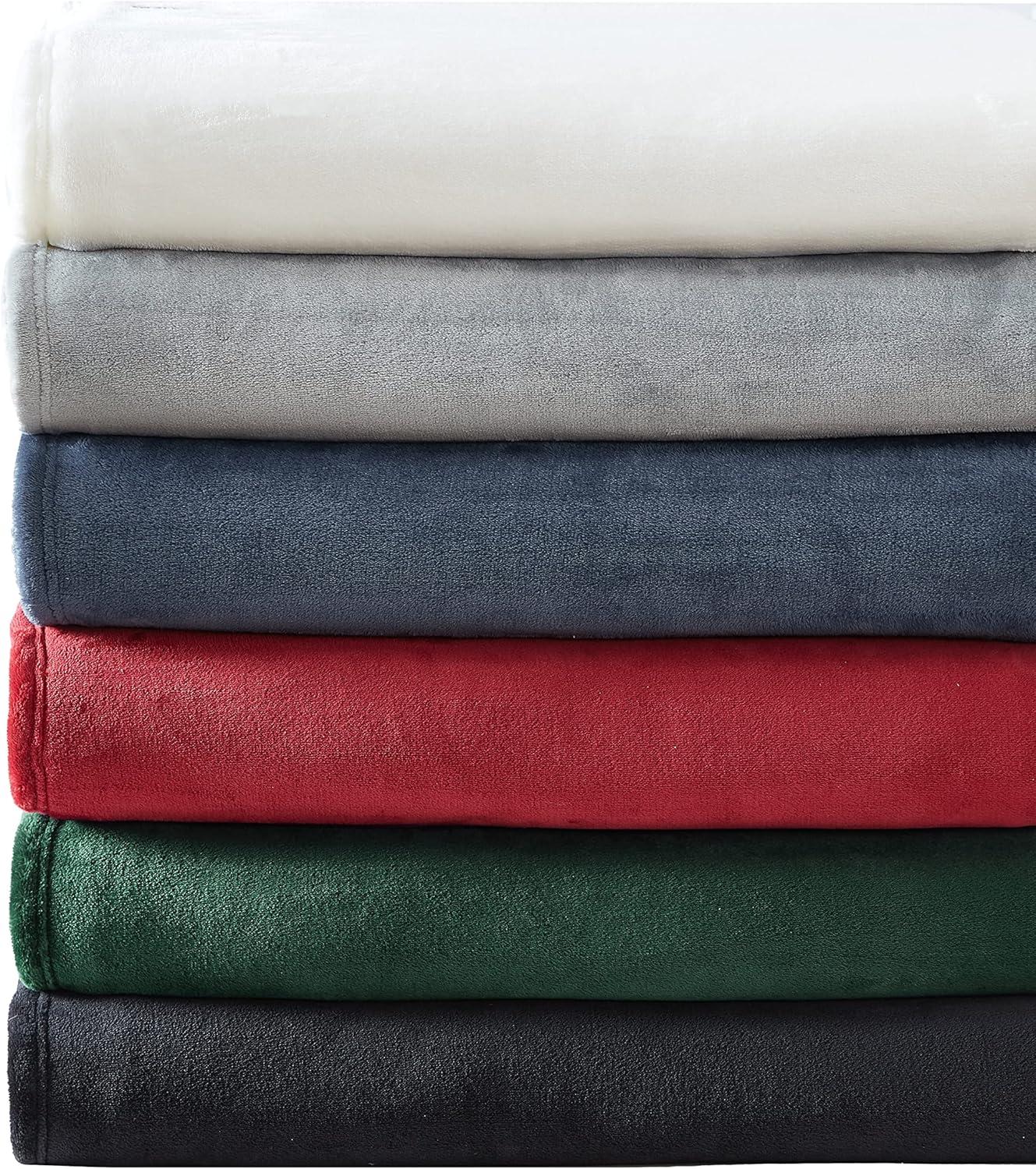 imageNautica  Twin Blanket Soft Plush Fleece Bedding Ideal for Bed or Couch Dorm Essentials OekoTex Certified Solid RedSolid Dark Green