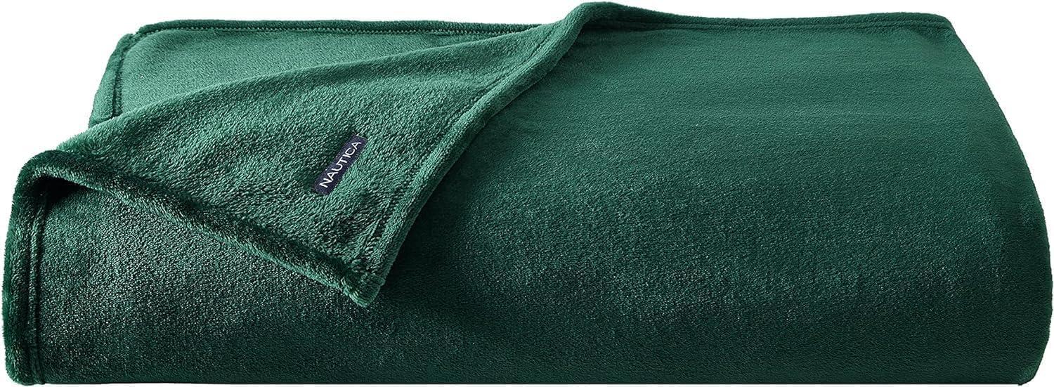 imageNautica  Twin Blanket Soft Plush Fleece Bedding Ideal for Bed or Couch Dorm Essentials OekoTex Certified Solid RedSolid Dark Green