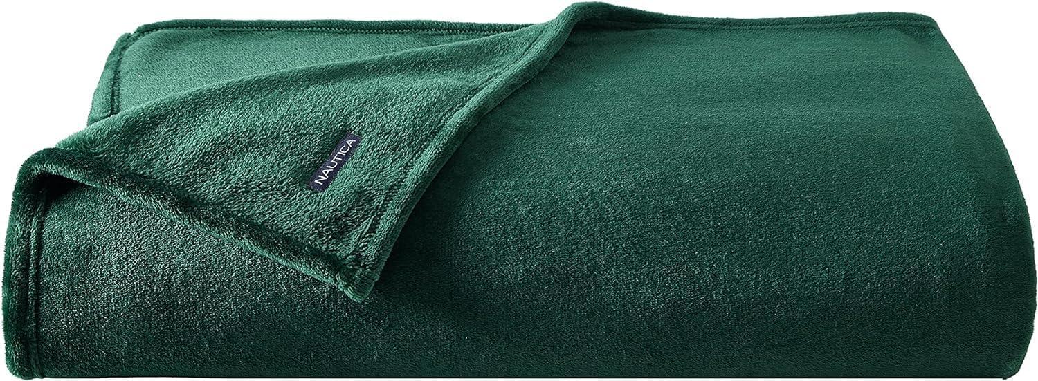 imageNautica  Twin Blanket Soft Plush Fleece Bedding Ideal for Bed or Couch Dorm Essentials OekoTex Certified Solid RedSolid Dark Green