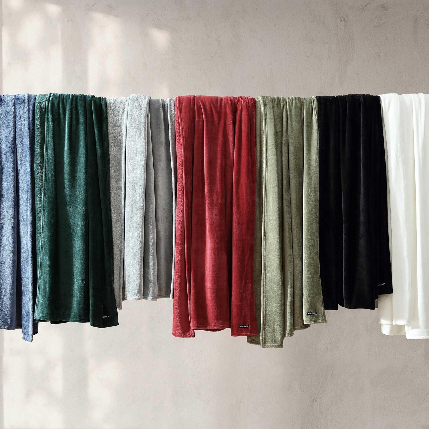 imageNautica  Twin Blanket Soft Plush Fleece Bedding Ideal for Bed or Couch Dorm Essentials OekoTex Certified Solid RedSolid Green