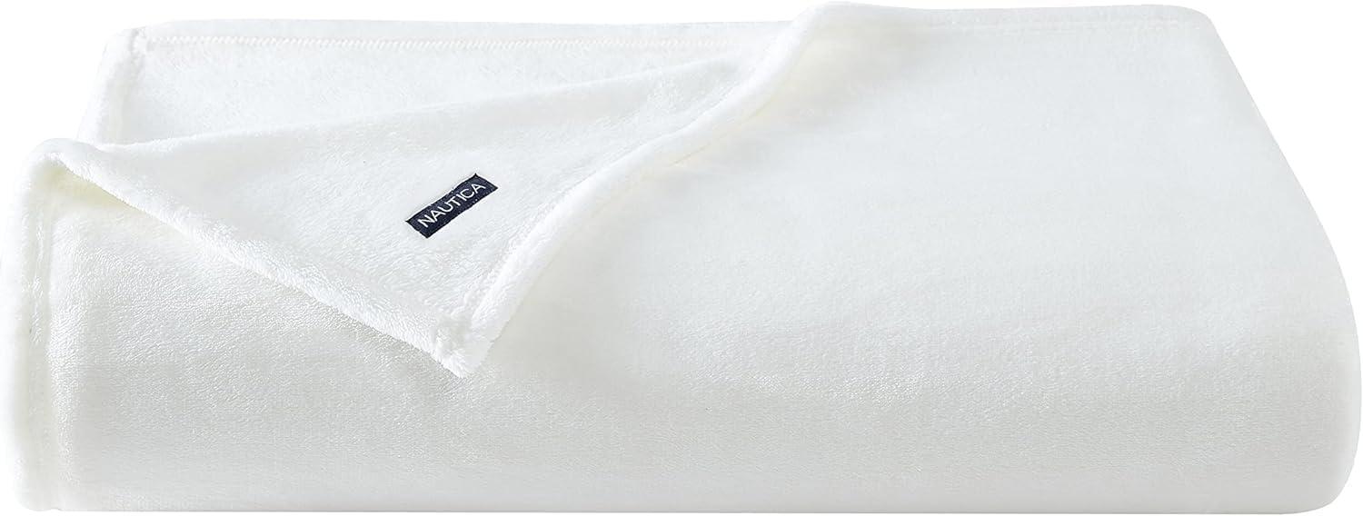 imageNautica  Twin Blanket Soft Plush Fleece Bedding Ideal for Bed or Couch Dorm Essentials OekoTex Certified Solid RedSolid White