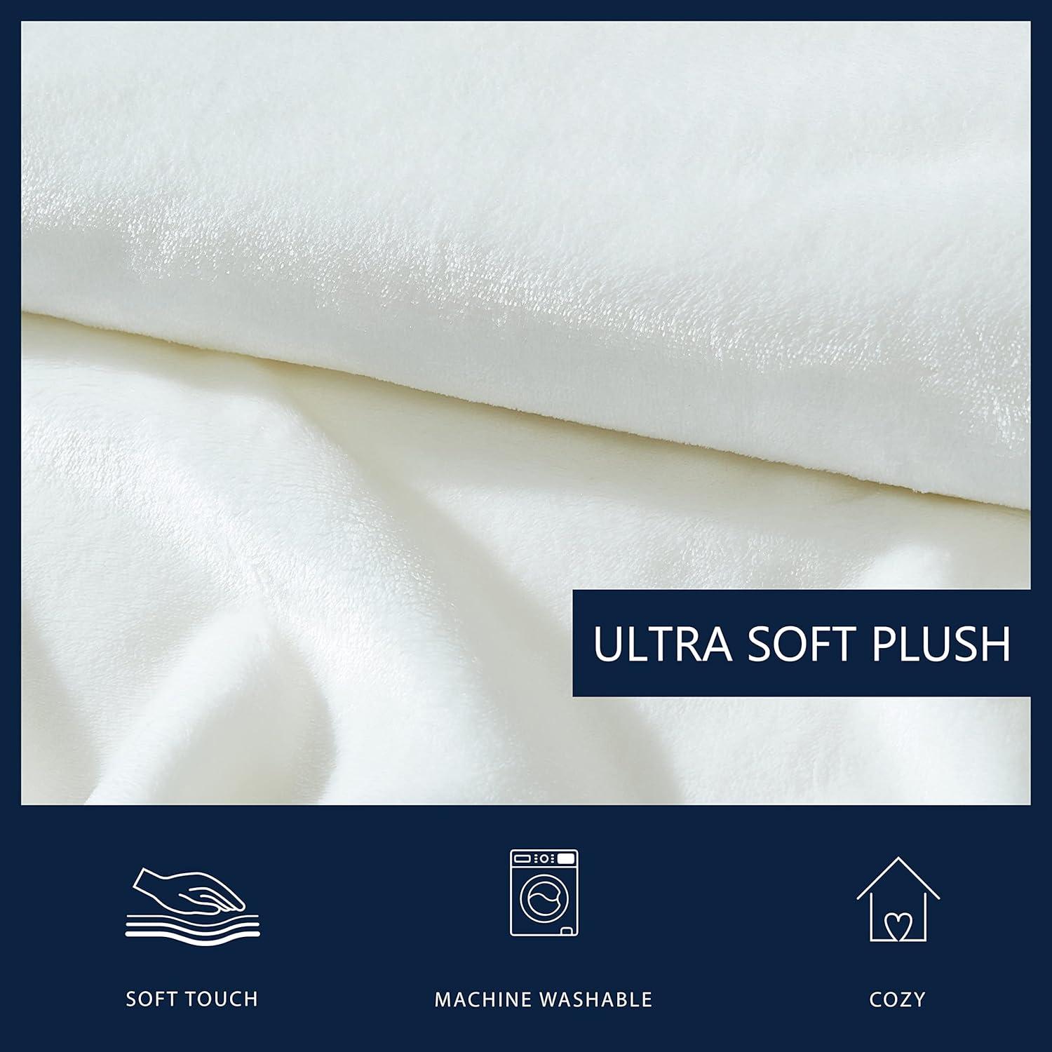 imageNautica  Twin Blanket Soft Plush Fleece Bedding Ideal for Bed or Couch Dorm Essentials OekoTex Certified Solid RedSolid White