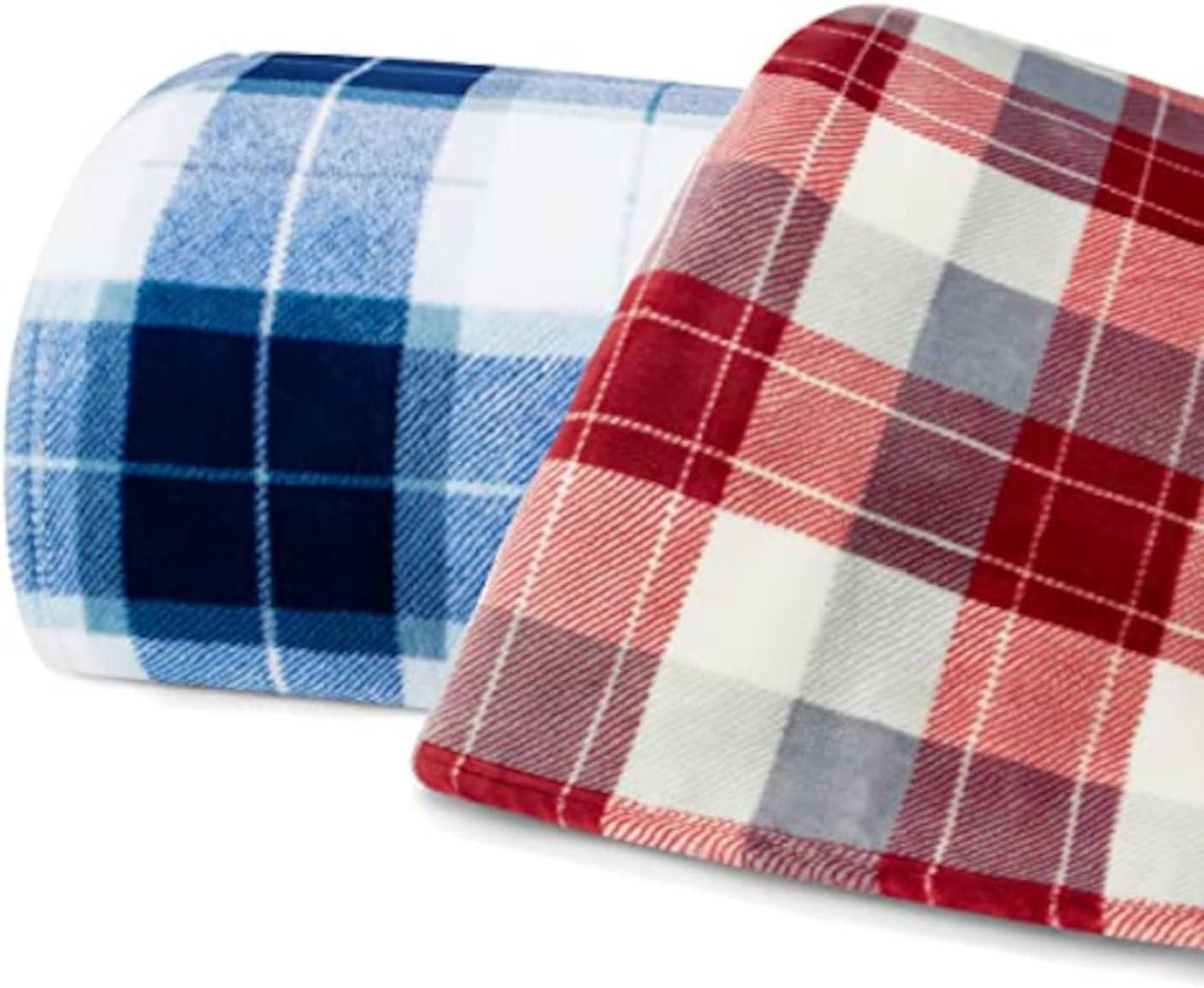 imageNautica  Twin Blanket Soft Plush Fleece Bedding Ideal for Bed or Couch Dorm Essentials OekoTex Certified Winter Tattersall RedBluff Plaid Red
