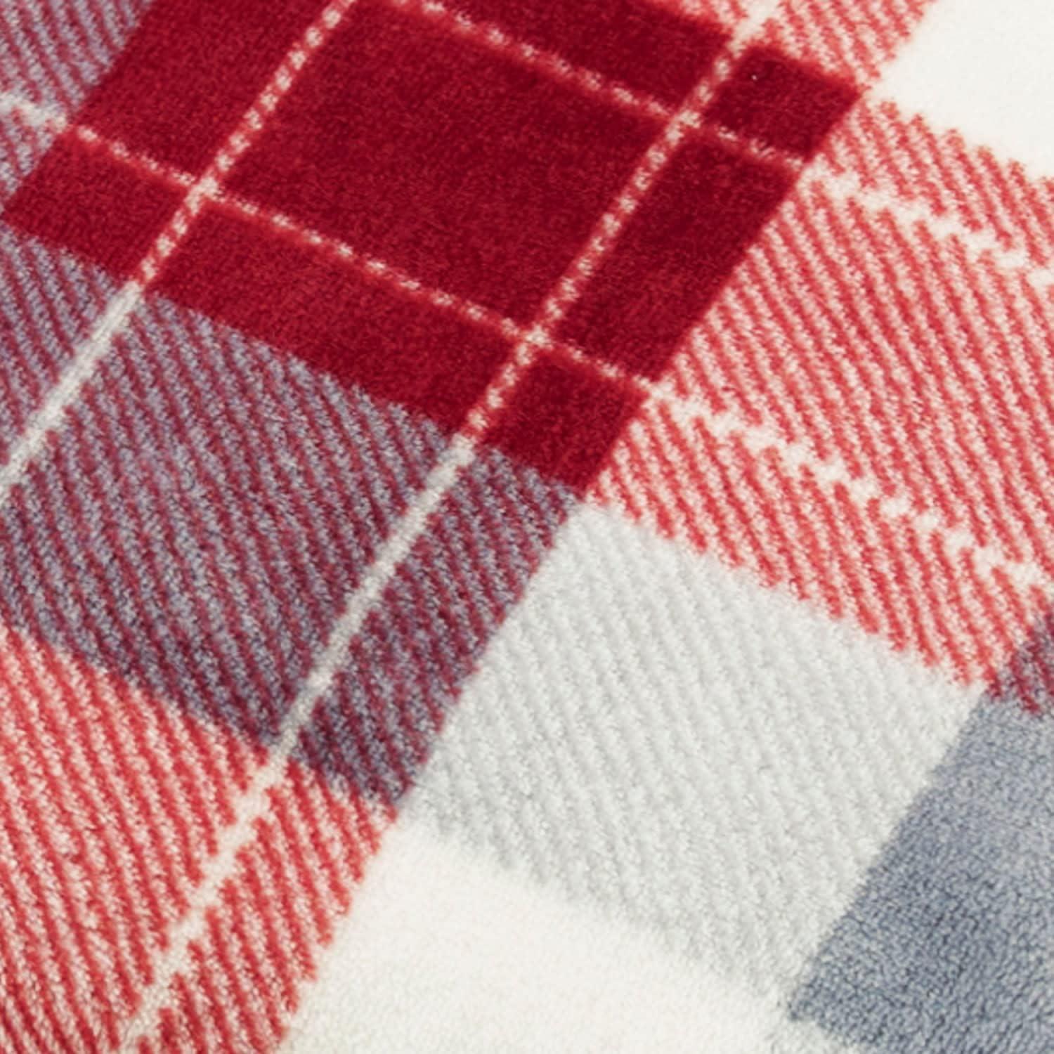 imageNautica  Twin Blanket Soft Plush Fleece Bedding Ideal for Bed or Couch Dorm Essentials OekoTex Certified Winter Tattersall RedBluff Plaid Red