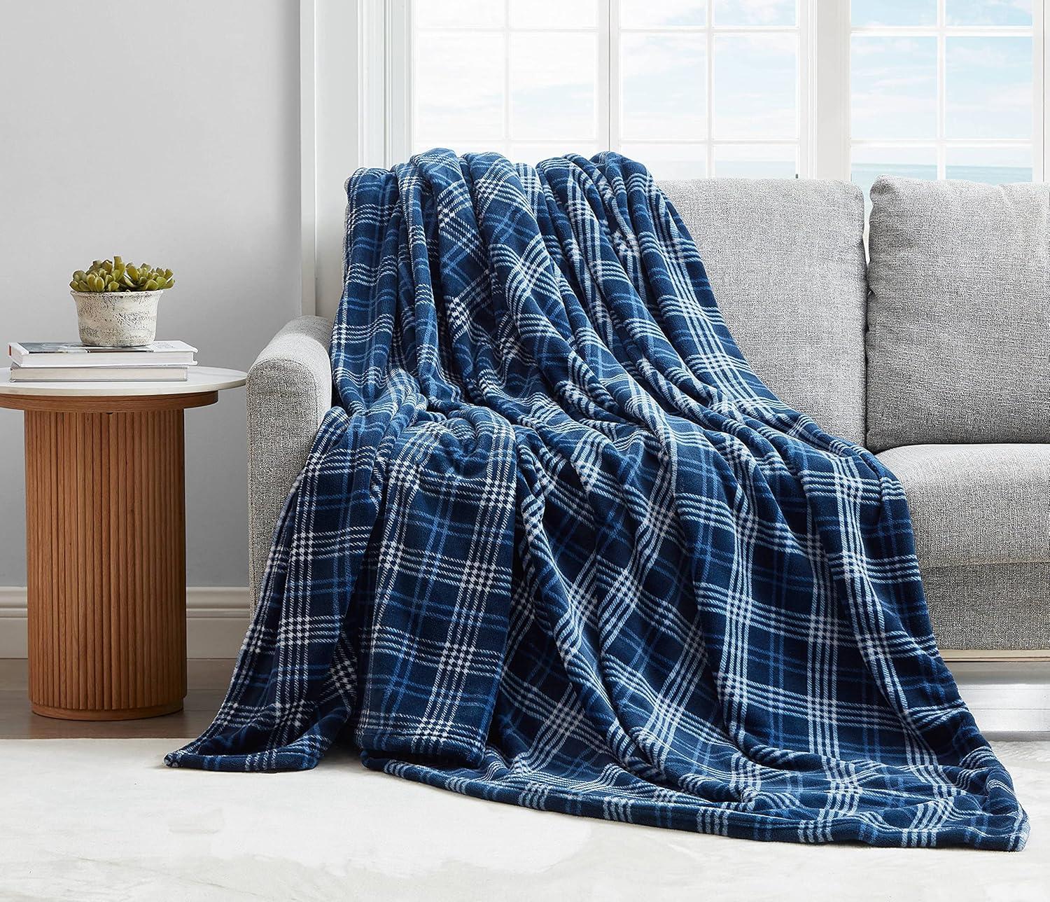 imageNautica  Twin Blanket Soft Plush Fleece Bedding Ideal for Bed or Couch Dorm Essentials OekoTex Certified Winter Tattersall RedGillbrooke