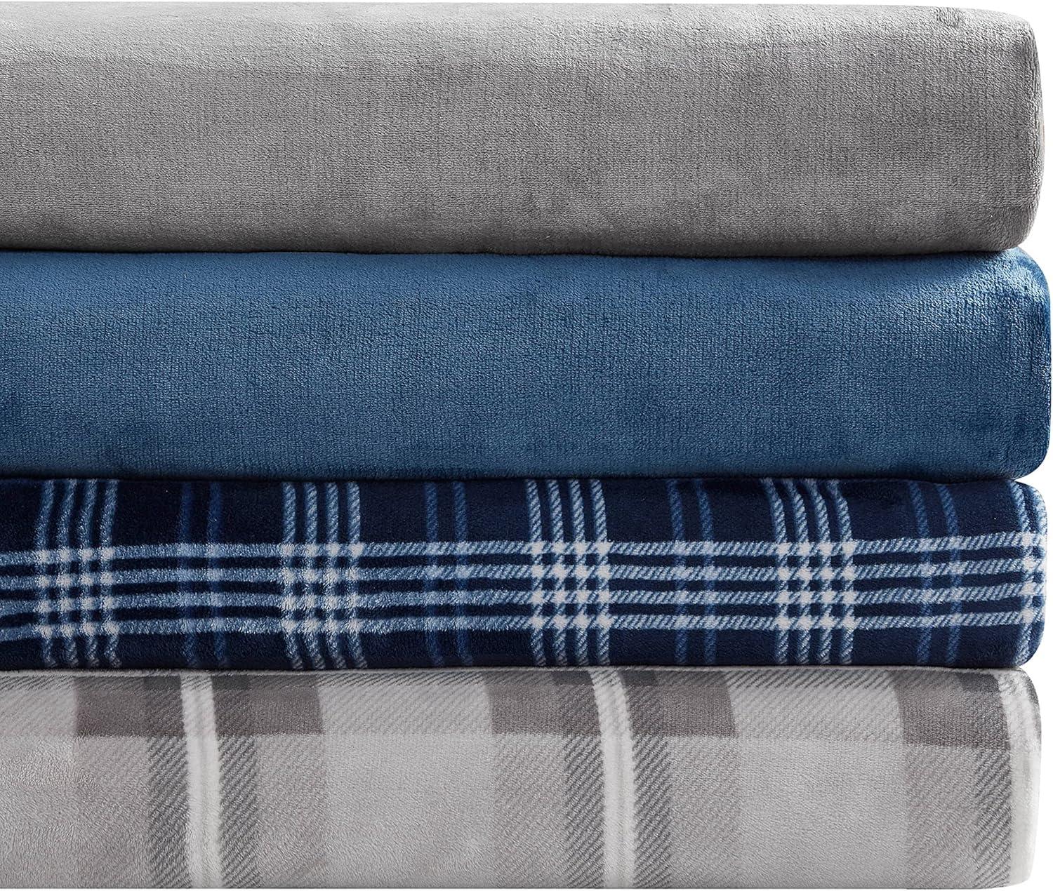 imageNautica  Twin Blanket Soft Plush Fleece Bedding Ideal for Bed or Couch Dorm Essentials OekoTex Certified Winter Tattersall RedLewes Grey