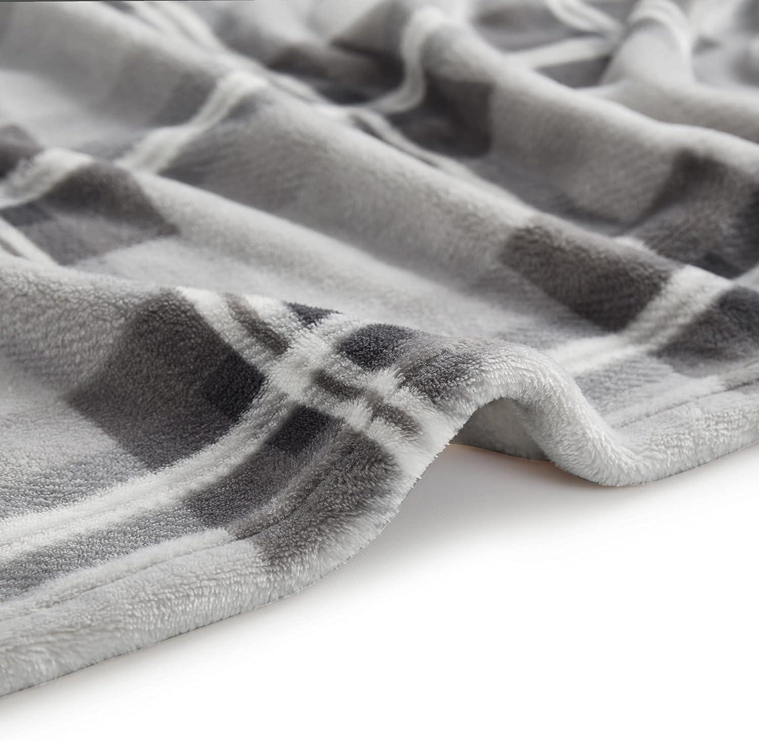 imageNautica  Twin Blanket Soft Plush Fleece Bedding Ideal for Bed or Couch Dorm Essentials OekoTex Certified Winter Tattersall RedLewes Grey