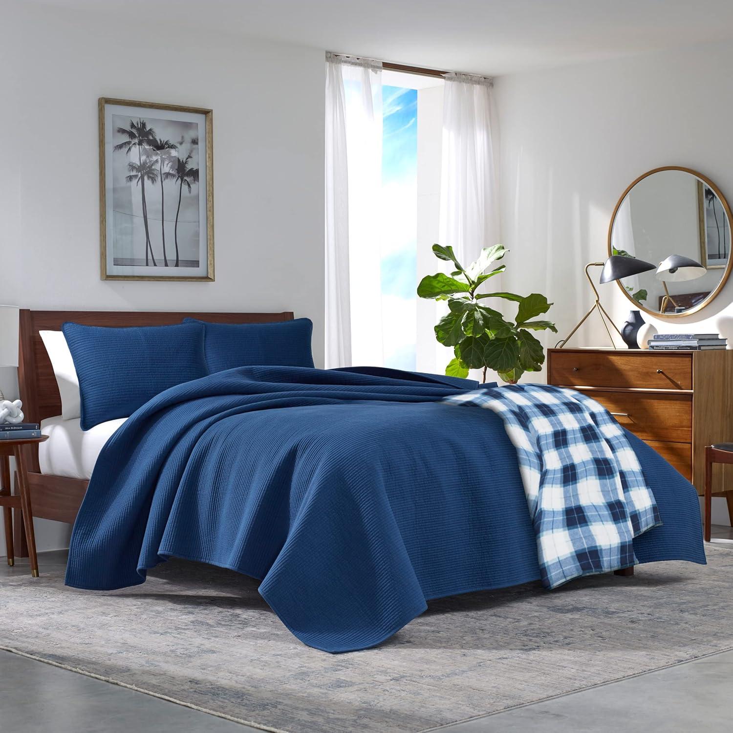 imageNautica  Twin Blanket Soft Plush Fleece Bedding Ideal for Bed or Couch Dorm Essentials OekoTex Certified Winter Tattersall RedNorthsail Plaid Blue