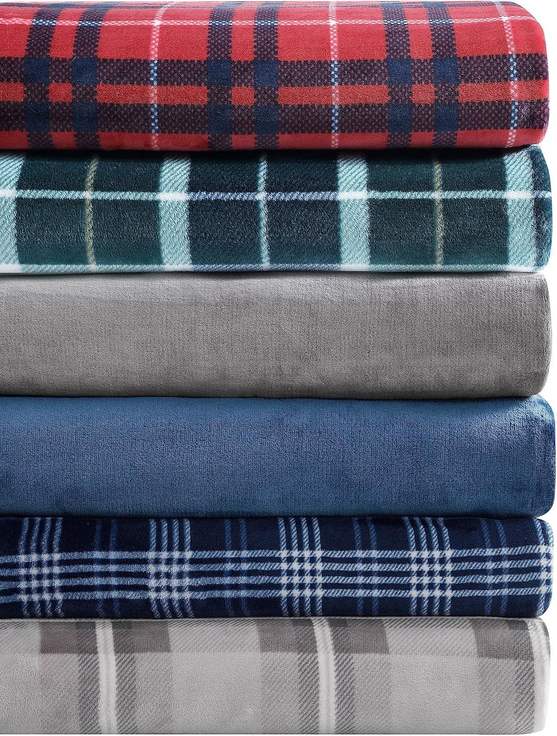 imageNautica  Twin Blanket Soft Plush Fleece Bedding Ideal for Bed or Couch Dorm Essentials OekoTex Certified Winter Tattersall RedWinter Tattersall Red