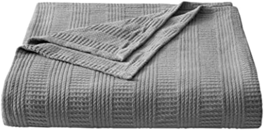 imageNautica  Twin Blanket Woven Textured Cotton Bedding Ideal for Bed or Couch Dorm Essentials OekoTex Certified Rope Stripe WhiteGrey