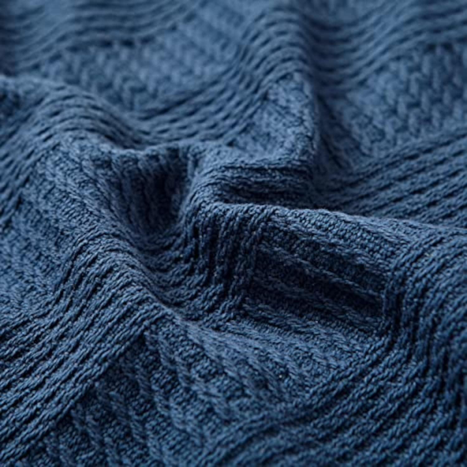 imageNautica  Twin Blanket Woven Textured Cotton Bedding Ideal for Bed or Couch Dorm Essentials OekoTex Certified Rope Stripe WhiteNavy