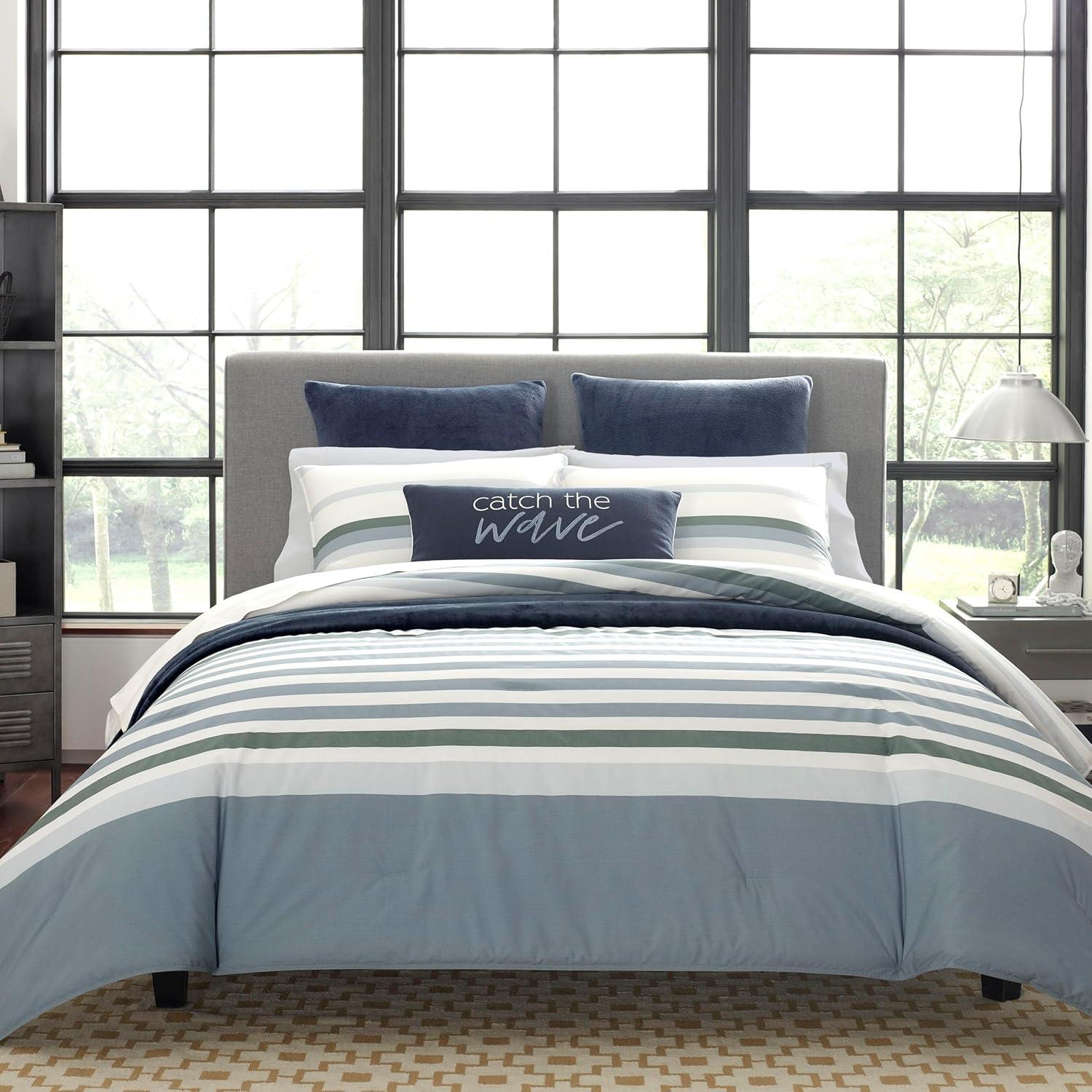imageNautica  Twin Comforter Set Cotton Reversible Bedding with Matching Sham Home Decor for All Seasons Dorm Room Essentials Lansier Grey TwinTwin XLGrey