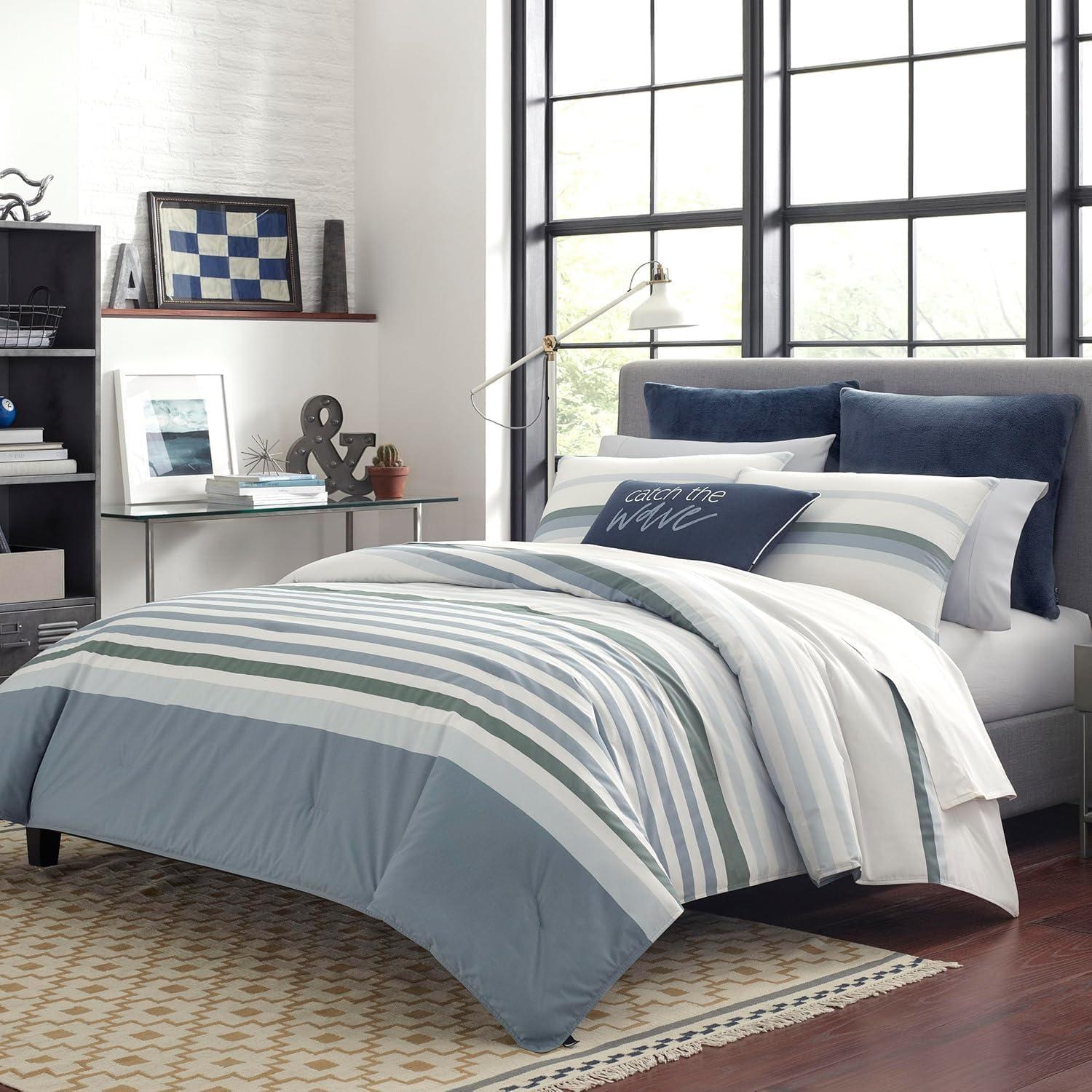 imageNautica  Twin Comforter Set Cotton Reversible Bedding with Matching Sham Home Decor for All Seasons Dorm Room Essentials Lansier Grey TwinTwin XLGrey