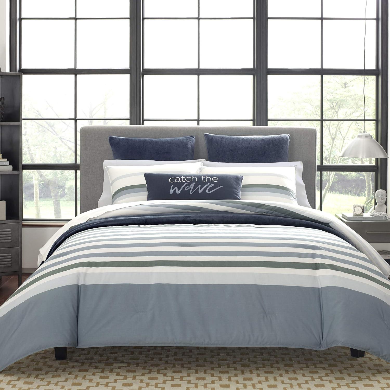 imageNautica  Twin Comforter Set Cotton Reversible Bedding with Matching Sham Home Decor for All Seasons Dorm Room Essentials Lansier Grey TwinTwin XLGrey