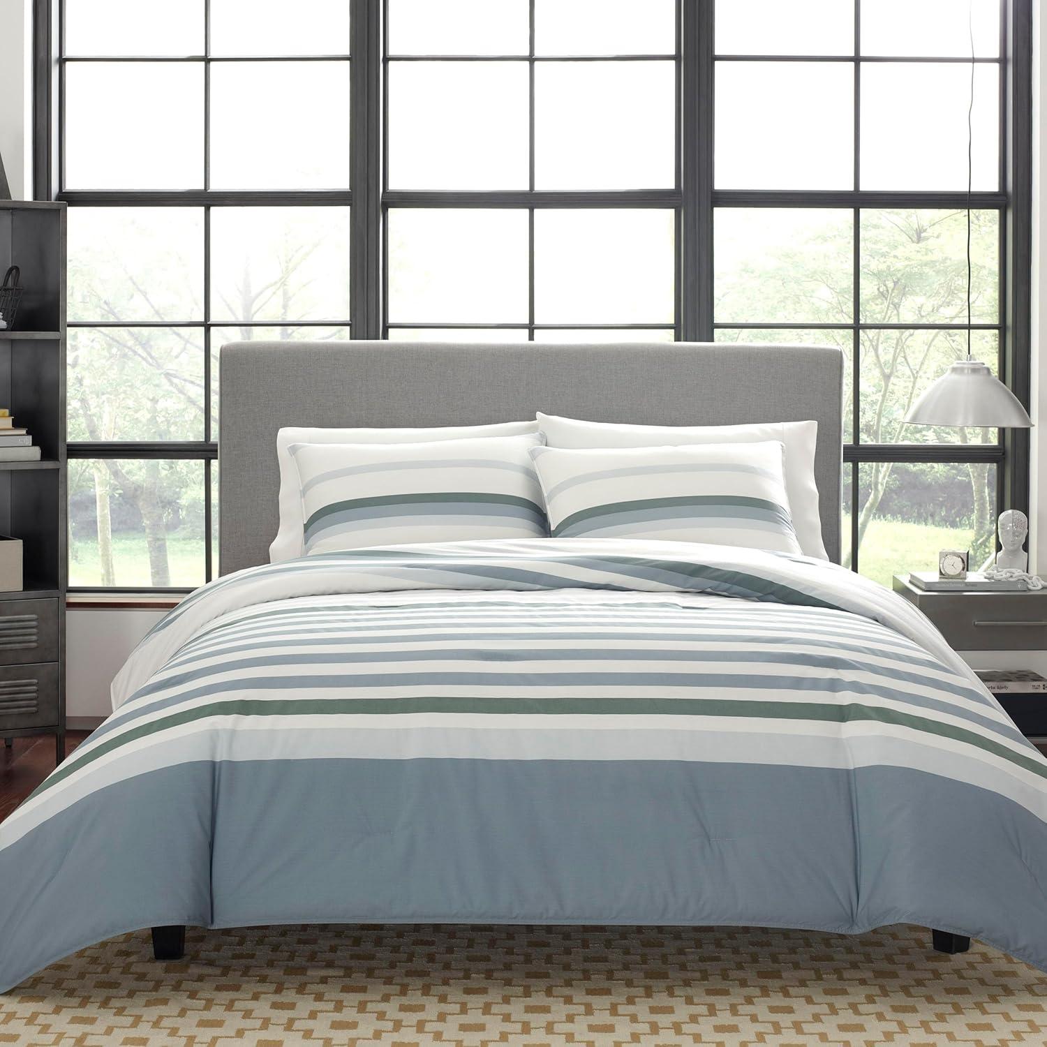 imageNautica  Twin Comforter Set Cotton Reversible Bedding with Matching Sham Home Decor for All Seasons Dorm Room Essentials Lansier Grey TwinTwin XLGrey