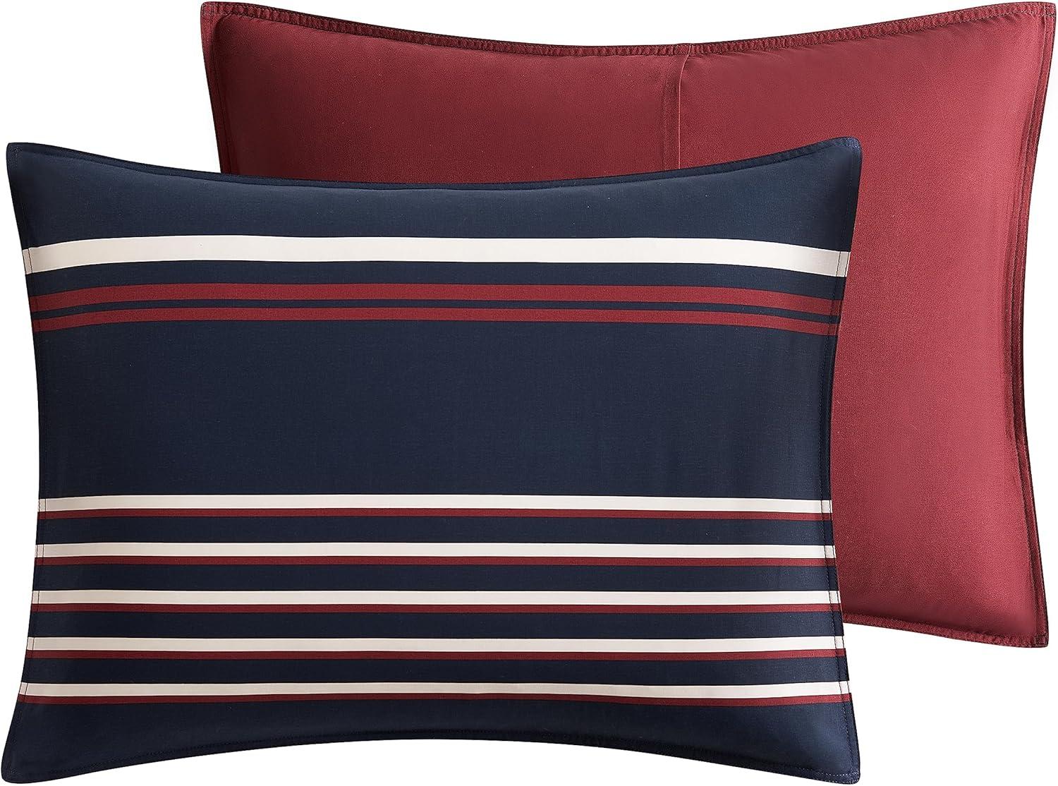 imageNautica  Twin Comforter Set Cotton Reversible Bedding with Matching Sham Medium Weight for Year Round Use OekoTex Certified Dorm Essentials Mineola NavyMineola Navy
