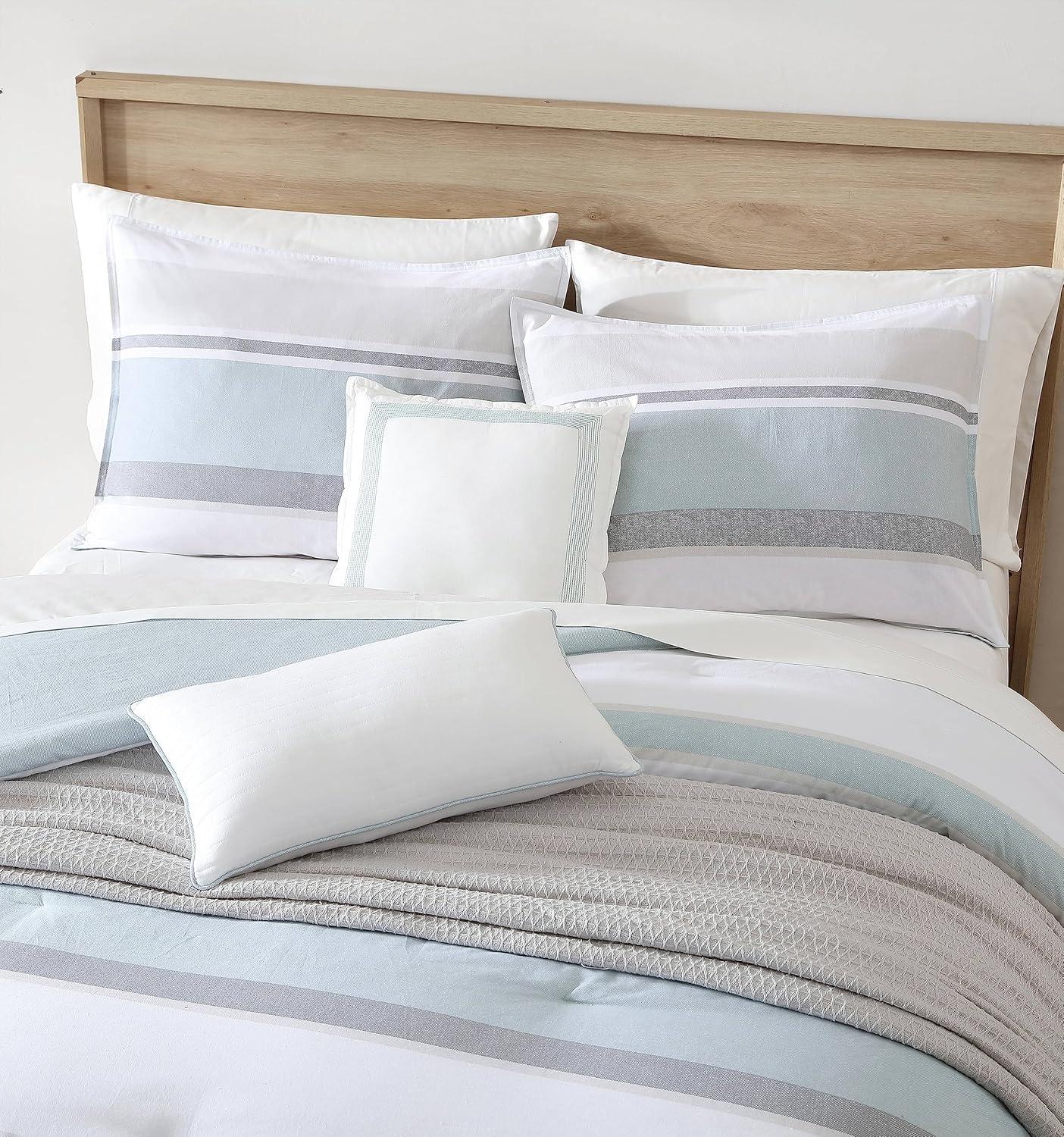 imageNautica  Twin Comforter Set Cotton Reversible Bedding with Matching Sham ampamp Bonus Decorative Pillows Westport Navy TwinTwin XLWestport Blue
