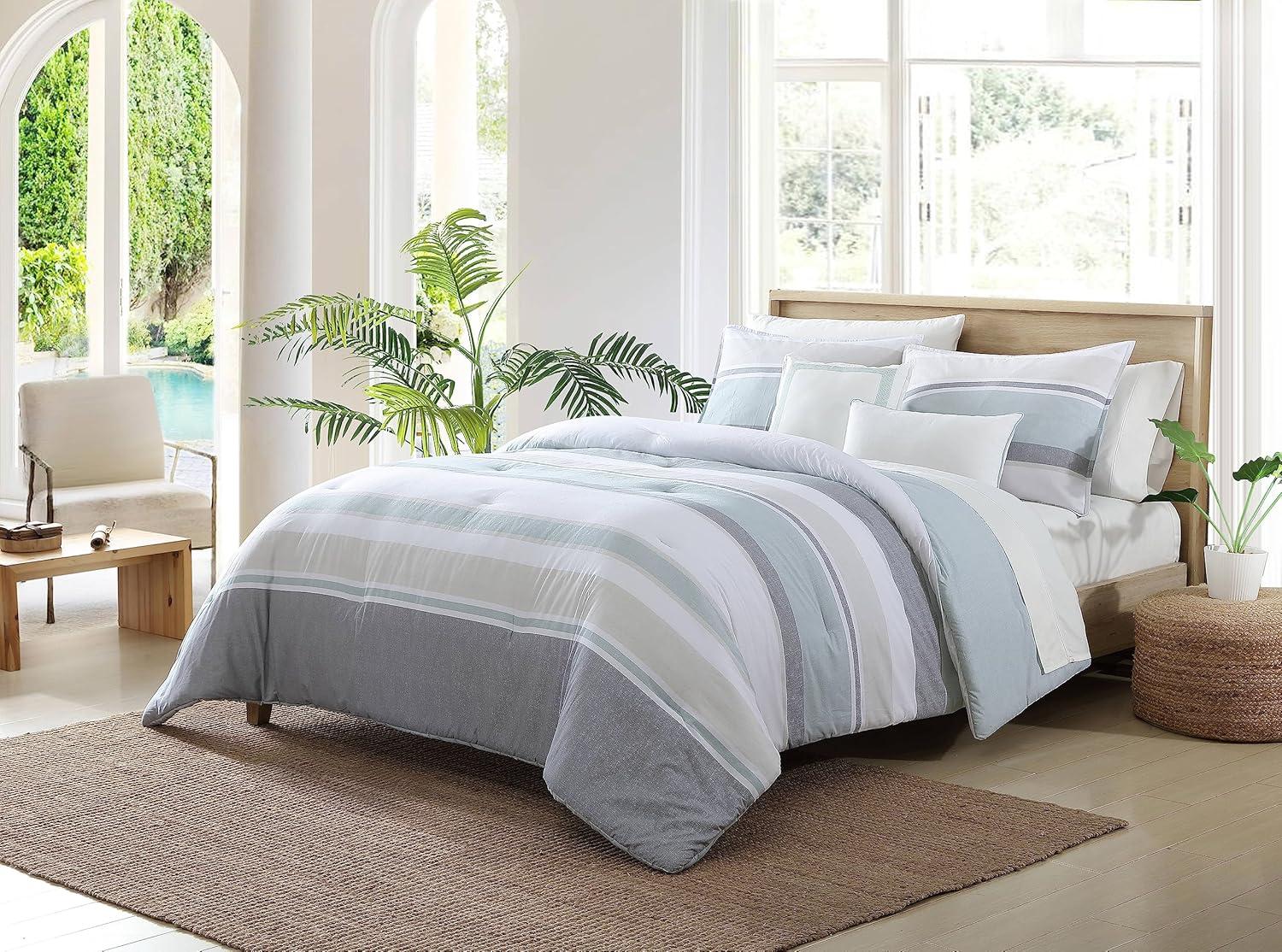 imageNautica  Twin Comforter Set Cotton Reversible Bedding with Matching Sham ampamp Bonus Decorative Pillows Westport Navy TwinTwin XLWestport Blue