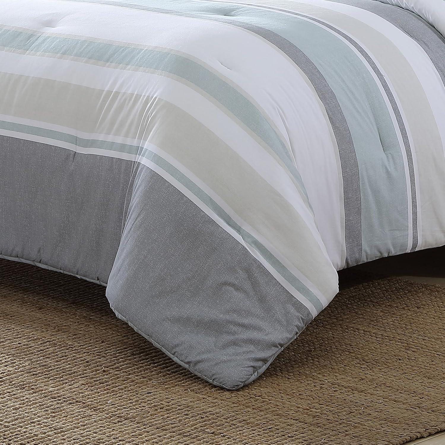 imageNautica  Twin Comforter Set Cotton Reversible Bedding with Matching Sham ampamp Bonus Decorative Pillows Westport Navy TwinTwin XLWestport Blue