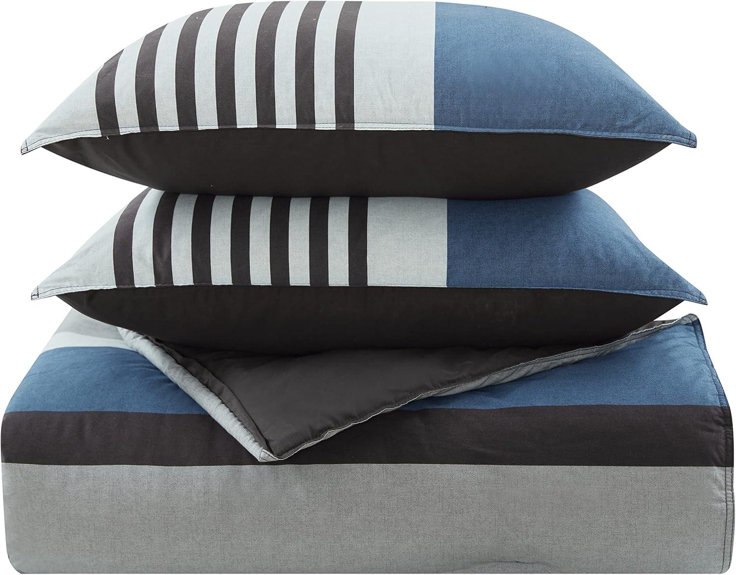 imageNautica  Twin Comforter Set Reversible Cotton Bedding with Matching Sham Medium Weight for Year Round Use Dorm Essentials OekoTex Certified Rendon CharcoalTwin