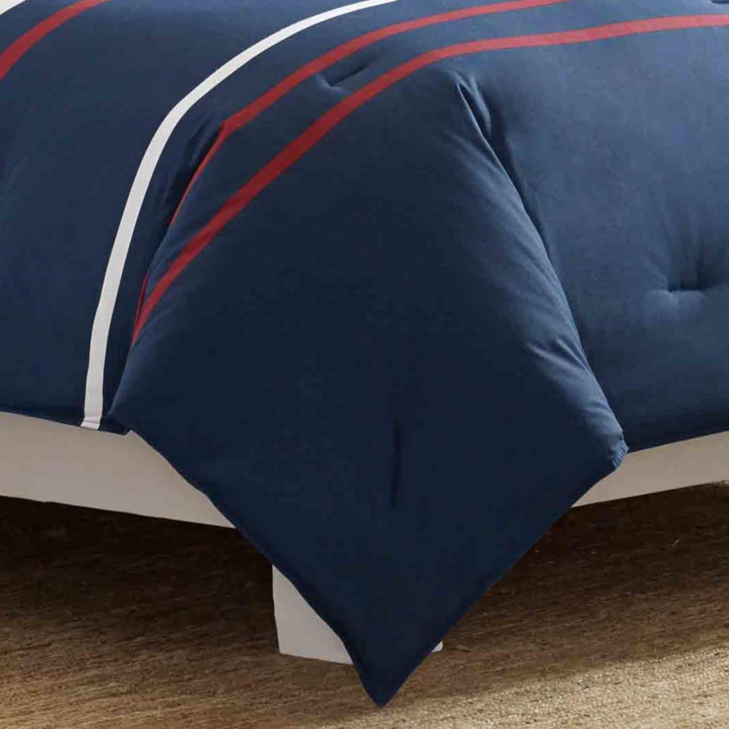 imageNautica  Twin Comforter Set Reversible Cotton Bedding with Matching Sham Medium Weight for Year Round Use OekoTex Certified Dorm Essentials Bradford NavyKhakiQueen