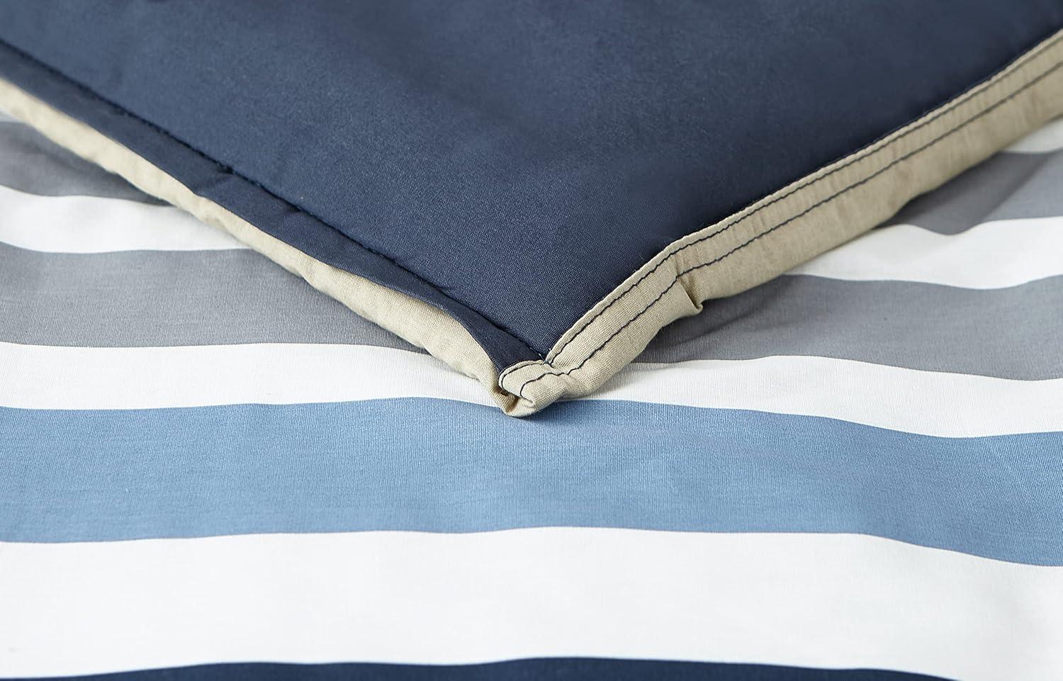 imageNautica  Twin Comforter Set Reversible Cotton Bedding with Matching Sham Medium Weight for Year Round Use OekoTex Certified Dorm Essentials Bradford NavyKhakiQueen