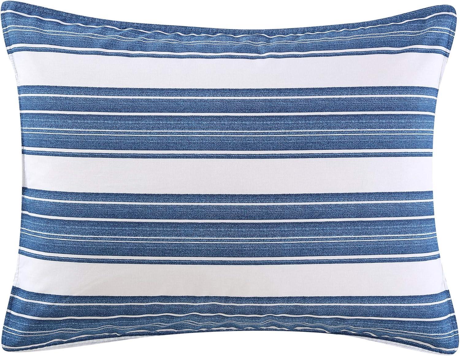 imageNautica  Twin Comforter Set Reversible Cotton Bedding with Matching Sham MediumWeight for Year Round Use Dorm Essentials OekoTex Certified Trimmer BlueVintage Crew Stripe