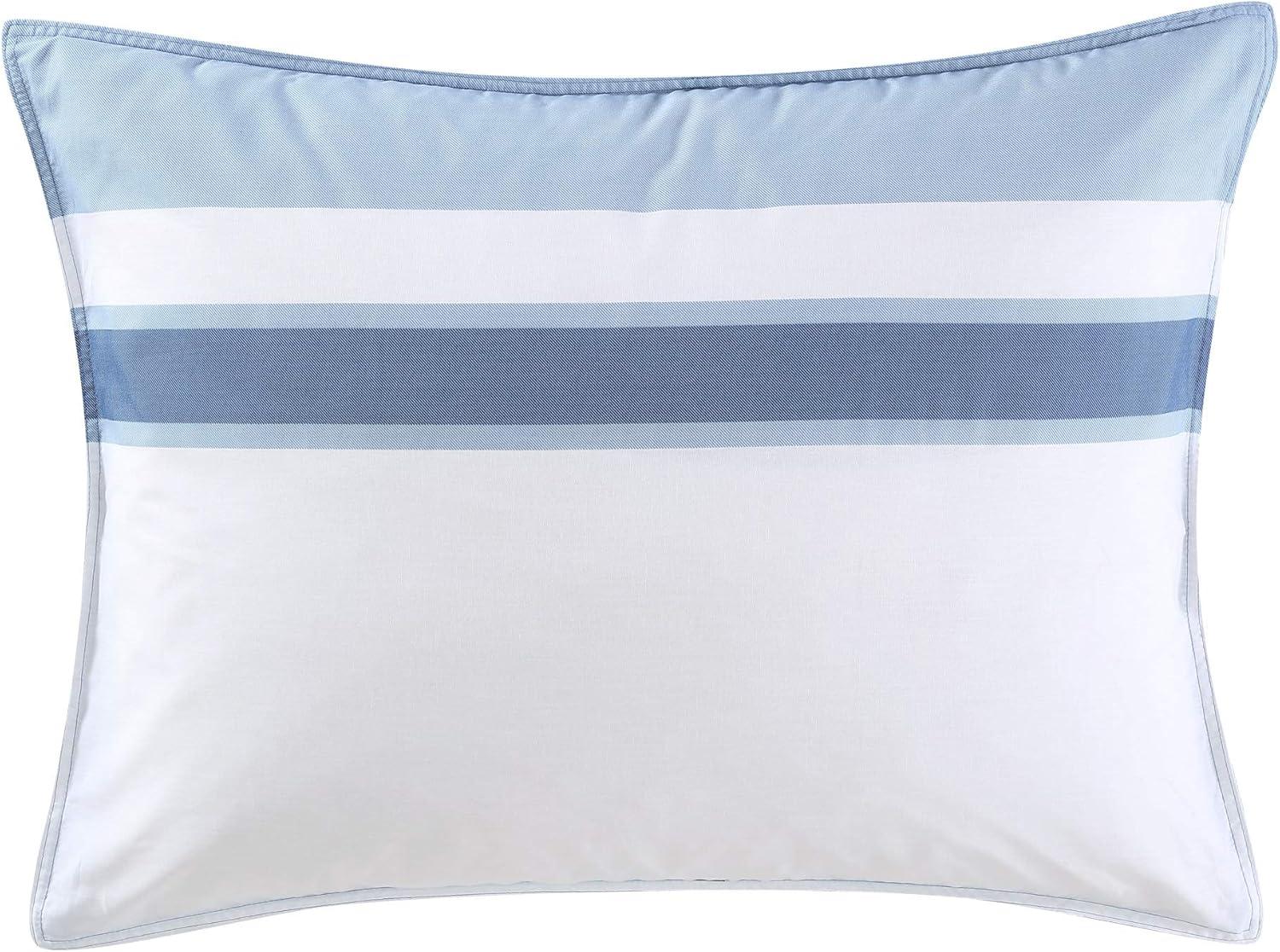 imageNautica  Twin Comforter Set Reversible Cotton Bedding with Matching Sham MediumWeight for Year Round Use Dorm Essentials OekoTex Certified Trimmer BlueTrimmer Blue
