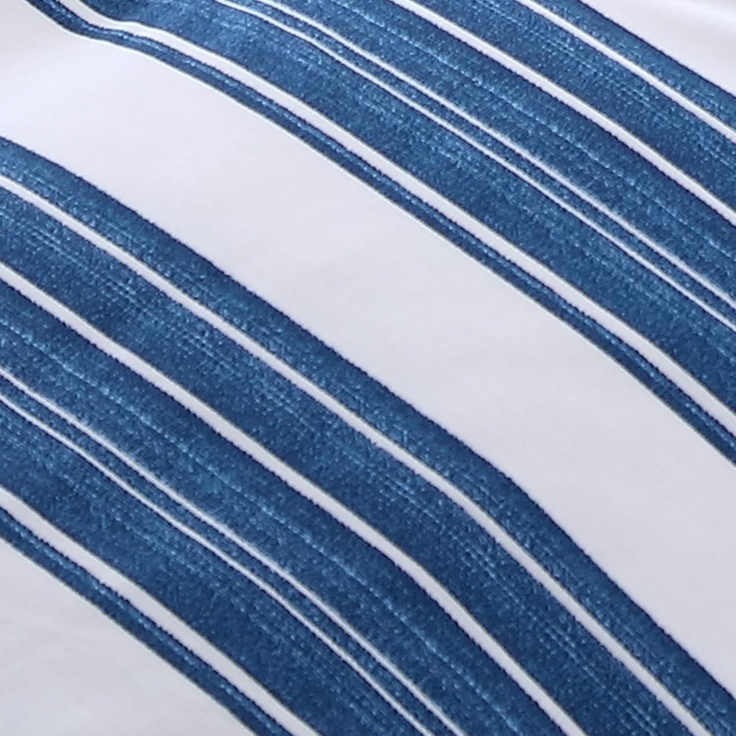 imageNautica  Twin Comforter Set Reversible Cotton Bedding with Matching Sham MediumWeight for Year Round Use Dorm Essentials OekoTex Certified Trimmer BlueVintage Crew Stripe