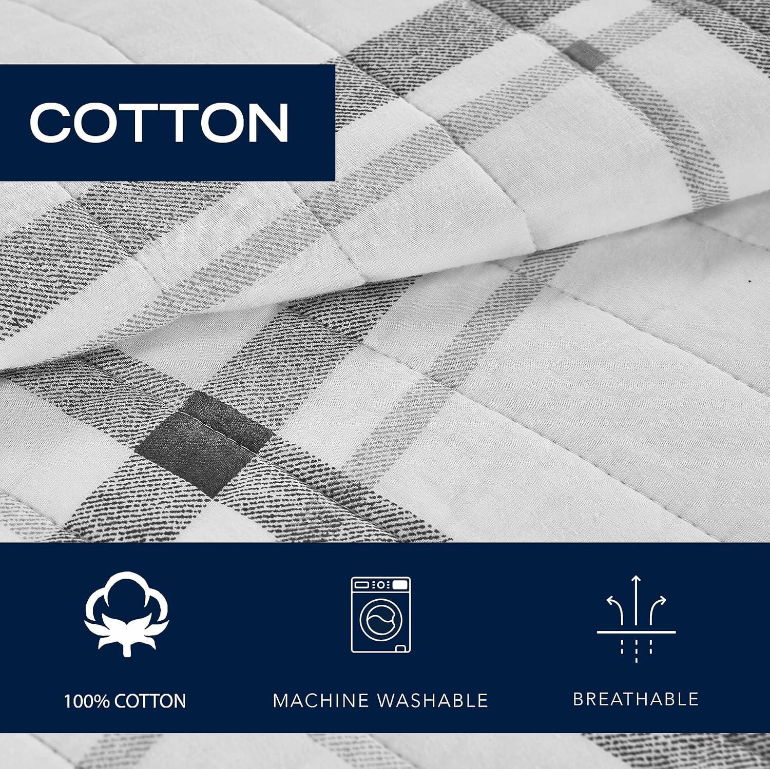 imageNautica  Twin Quilt Set All Season Cotton Bedding with Matching Sham Dorm Room Essentials Fleetville GreyWhite TwinQueen