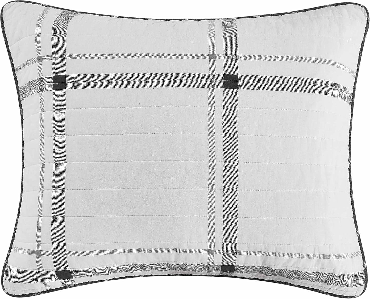 imageNautica  Twin Quilt Set All Season Cotton Bedding with Matching Sham Dorm Room Essentials Fleetville GreyWhite TwinTwin