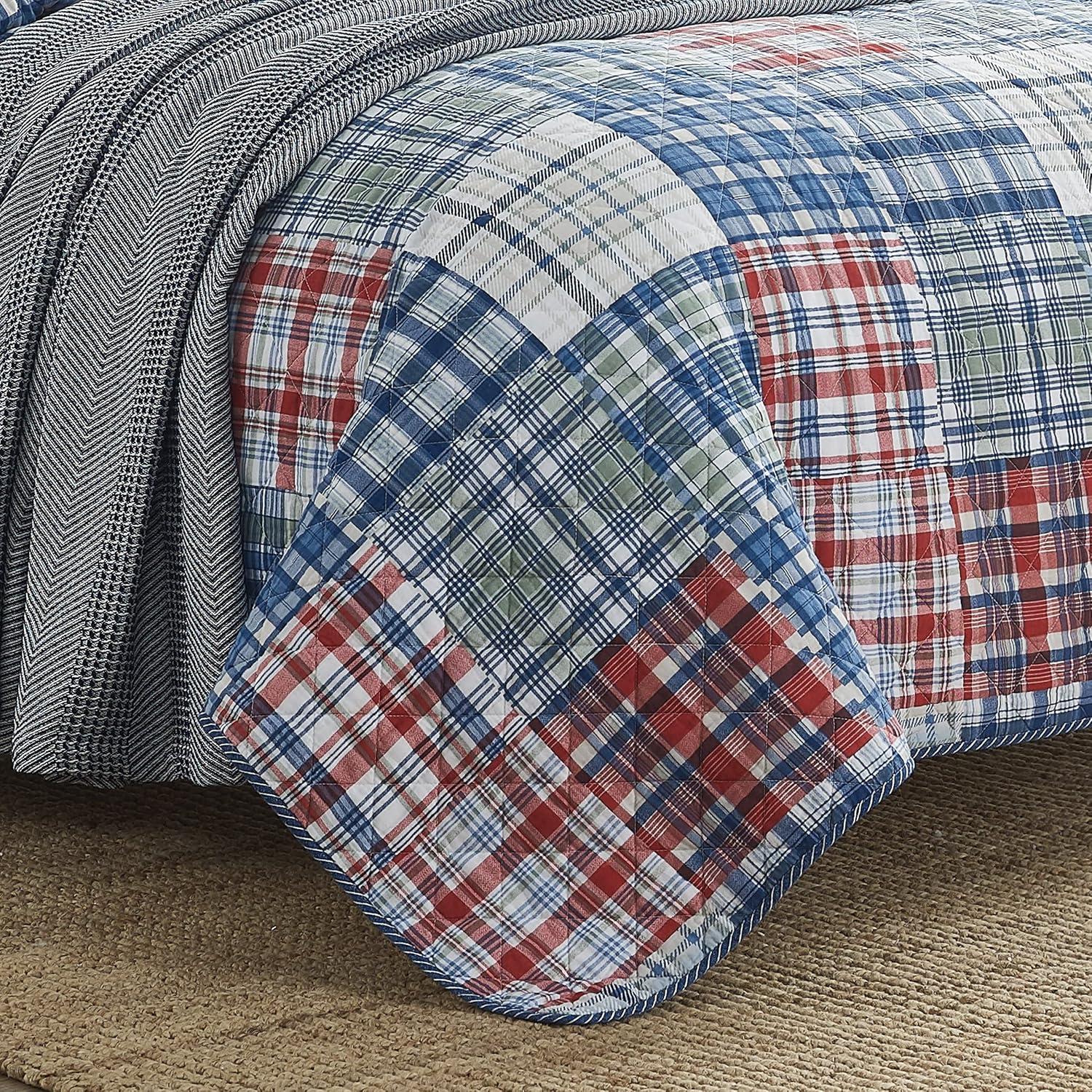 imageNautica  Twin Quilt Set All Season Cotton Home Bedding Dorm Room Essentials Raeford Blue TwinRaeford BlueRedGreen
