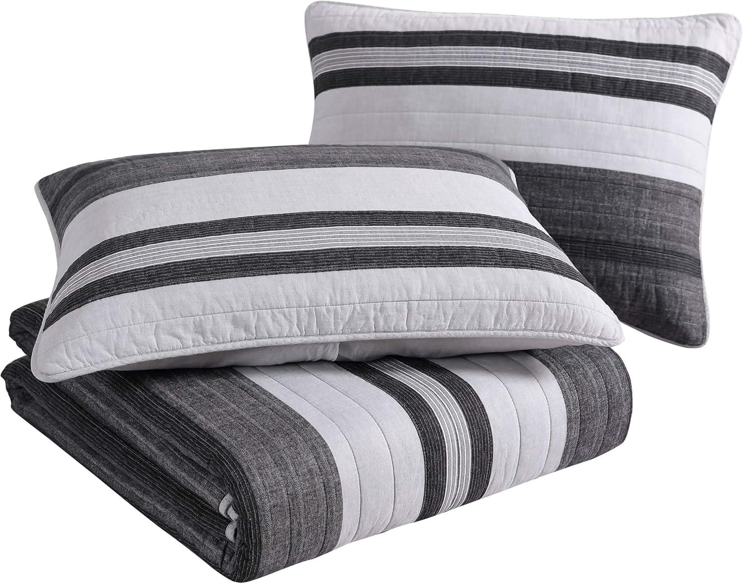 imageNautica  Twin Quilt Set Cotton Reversible Bedding Cozy Home Decor ampamp Dorm Room Essentials Ardmoore Grey TwinQueen