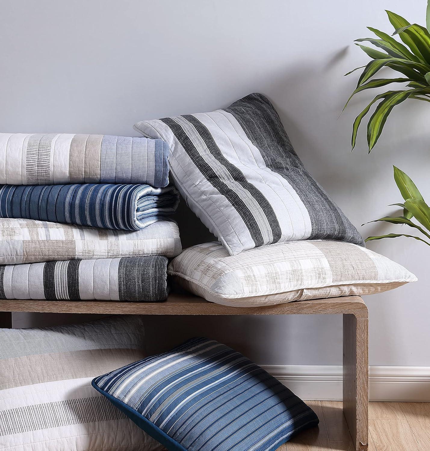 imageNautica  Twin Quilt Set Cotton Reversible Bedding Cozy Home Decor ampamp Dorm Room Essentials Ardmoore Grey TwinQueen