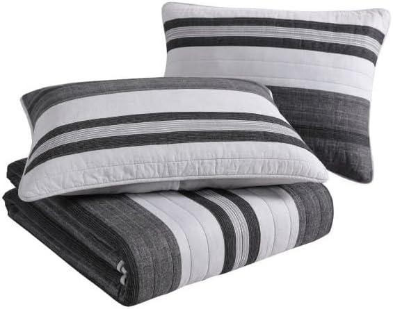 imageNautica  Twin Quilt Set Cotton Reversible Bedding Cozy Home Decor ampamp Dorm Room Essentials Ardmoore Grey TwinTwin