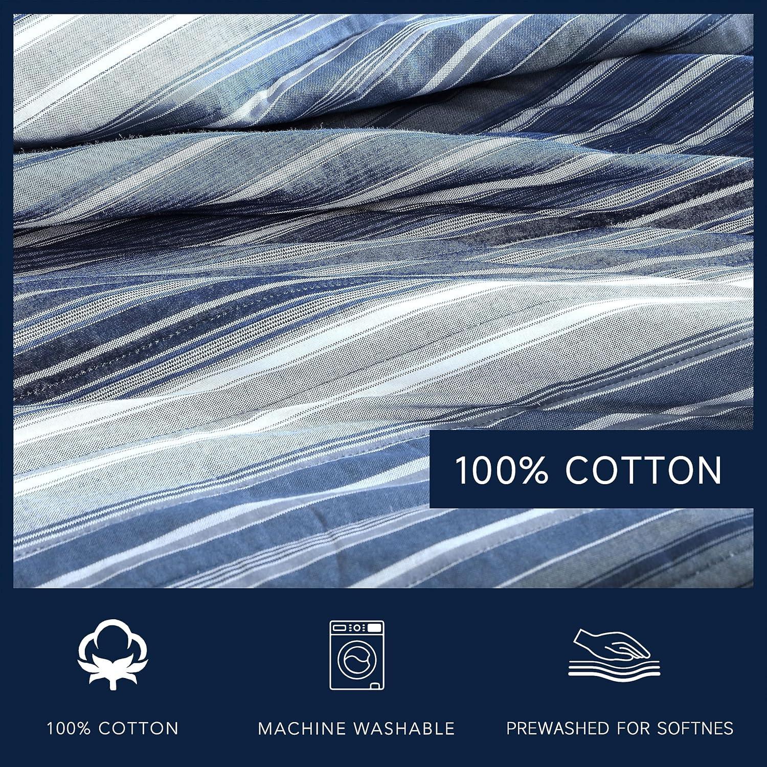 imageNautica  Twin Quilt Set Cotton Reversible Bedding with Matching Sham Dorm Room Essentials Coveside Blue TwinDark BlueMedium Blue