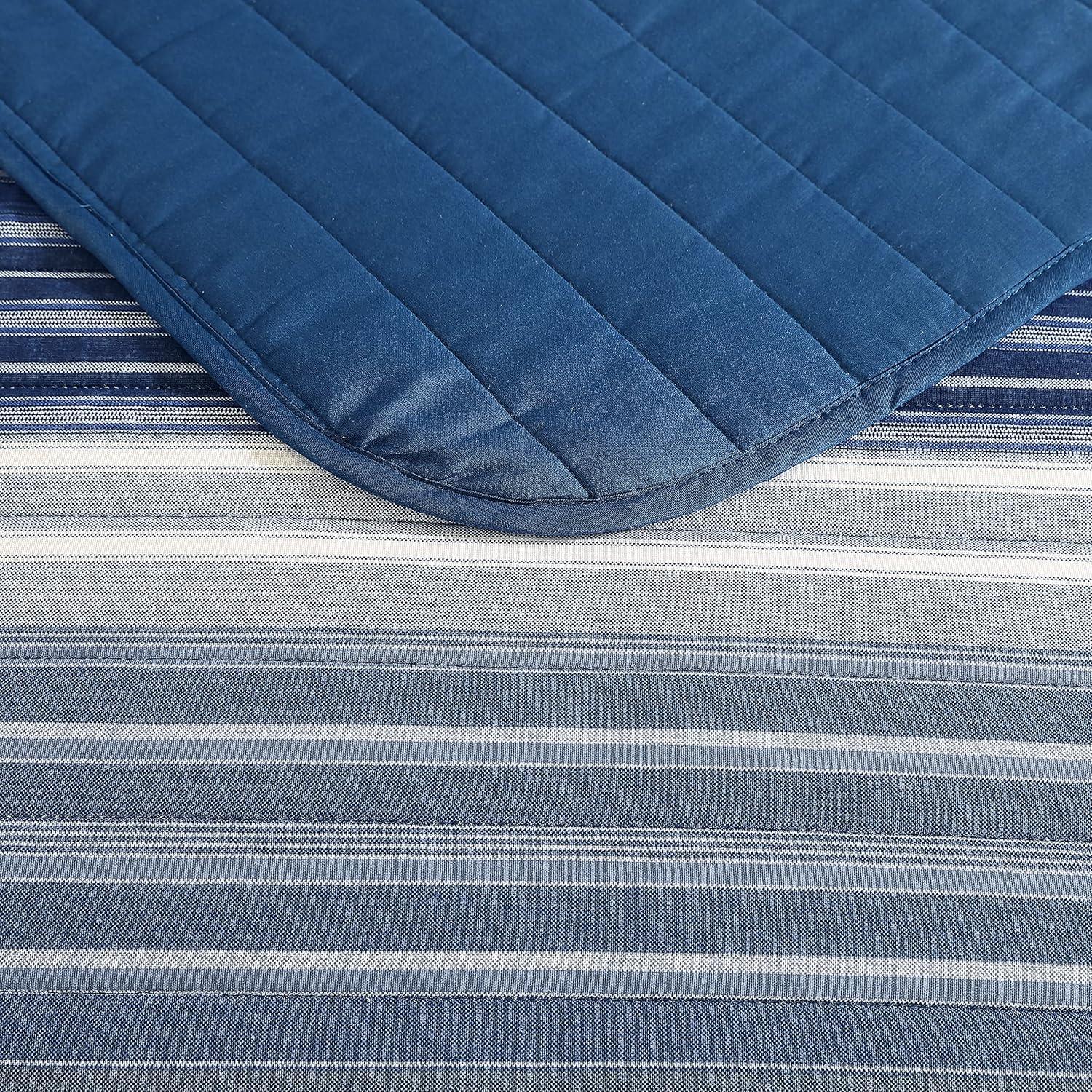 imageNautica  Twin Quilt Set Cotton Reversible Bedding with Matching Sham Dorm Room Essentials Coveside Blue TwinDark BlueMedium Blue