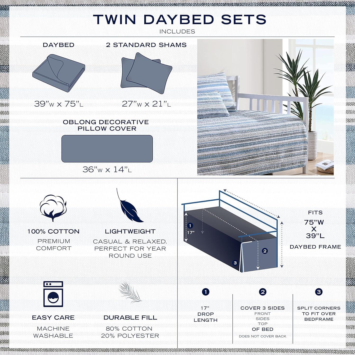 imageNautica  Twin Quilt Set Cotton Reversible Bedding with Matching Sham Dorm Room Essentials Coveside Blue TwinDark BlueMedium Blue