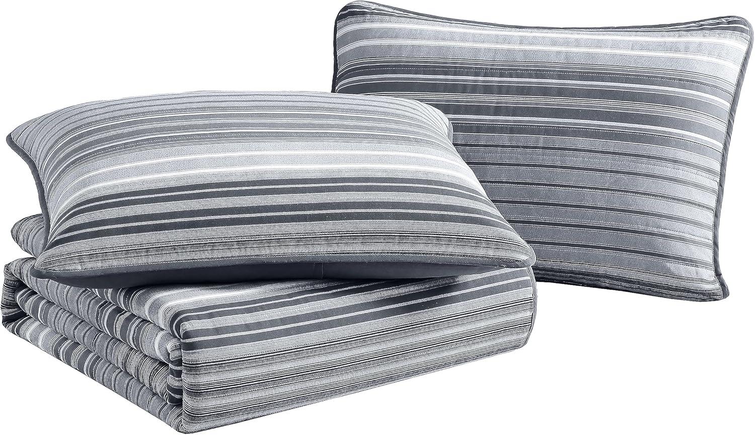 imageNautica  Twin Quilt Set Cotton Reversible Bedding with Matching Sham Dorm Room Essentials Coveside Blue TwinMedium GreyDark GreyWhite