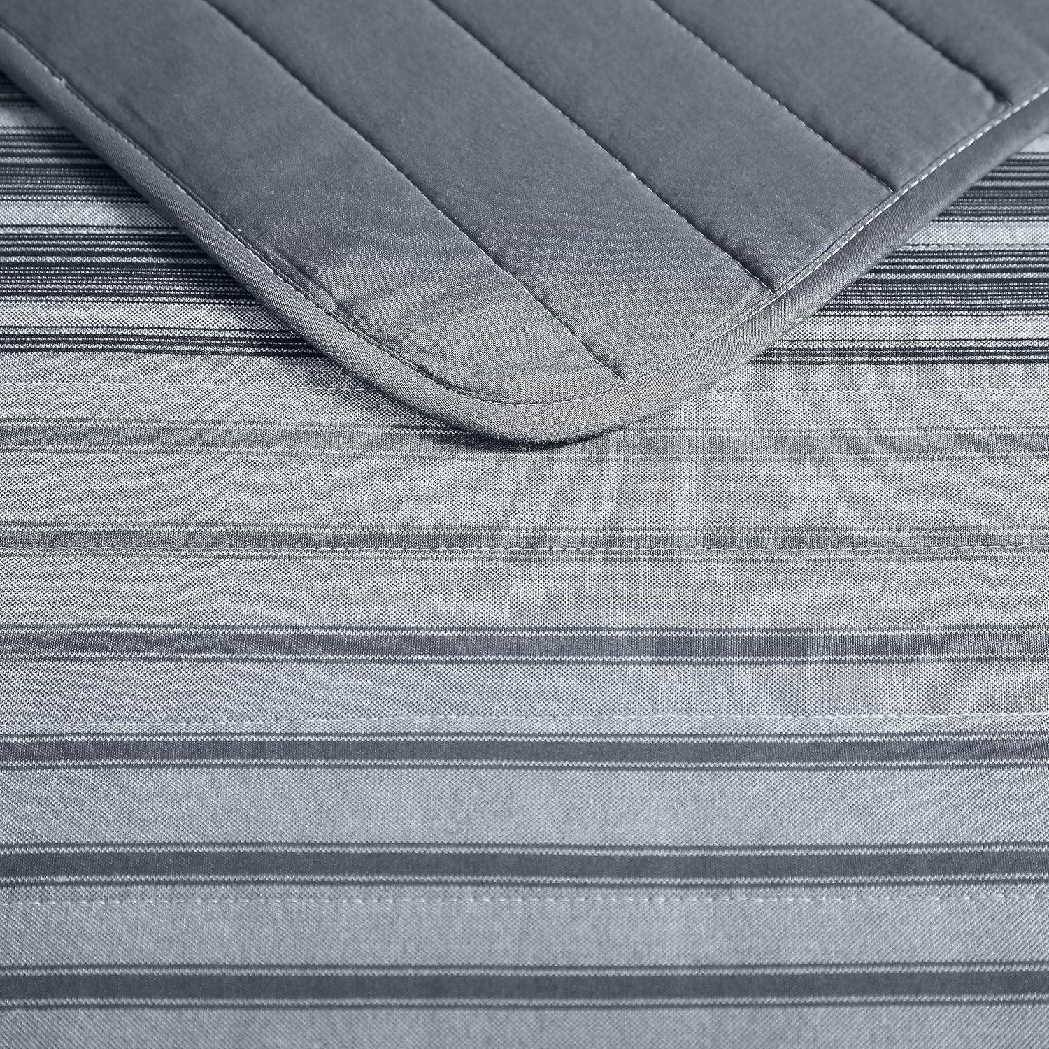 imageNautica  Twin Quilt Set Cotton Reversible Bedding with Matching Sham Dorm Room Essentials Coveside Blue TwinMedium GreyDark GreyWhite