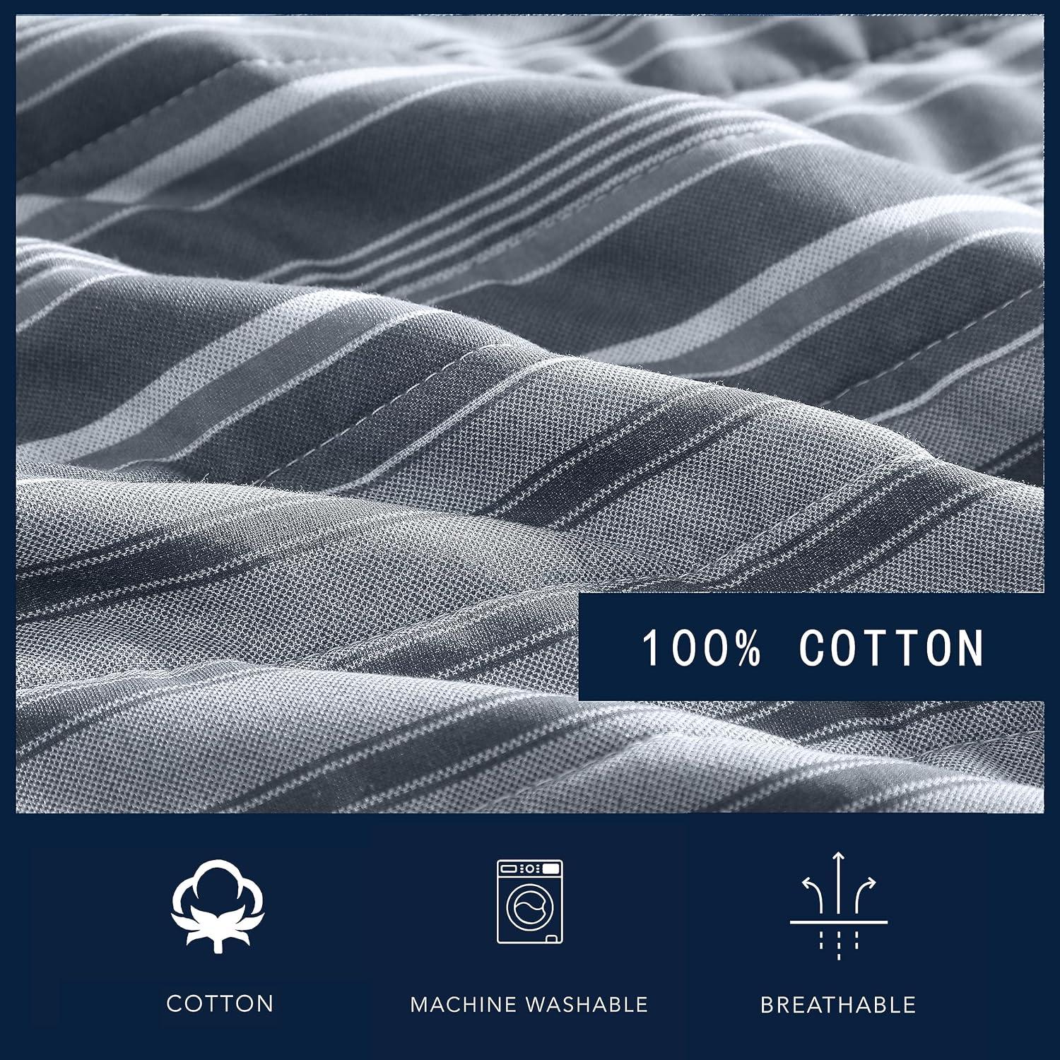 imageNautica  Twin Quilt Set Cotton Reversible Bedding with Matching Sham Dorm Room Essentials Coveside Blue TwinMedium GreyDark GreyWhite