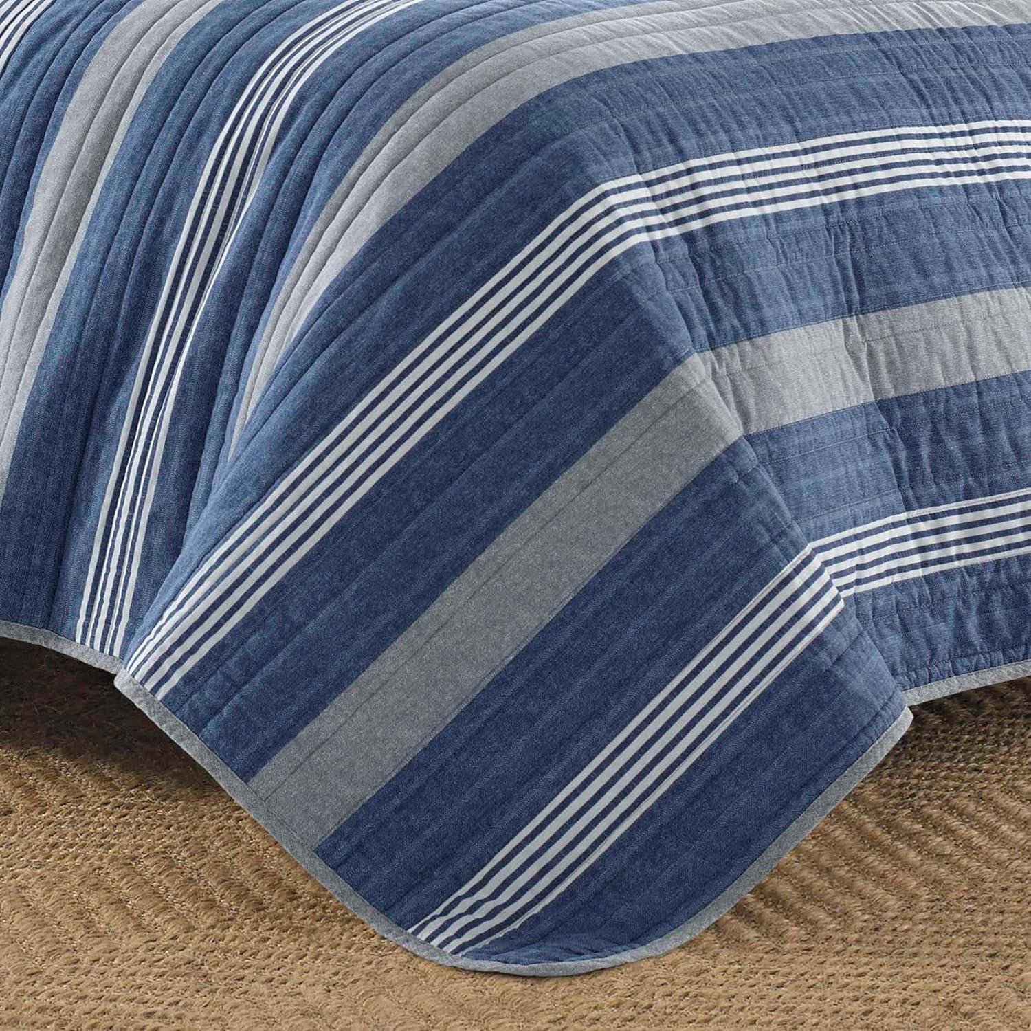 imageNautica  Twin Quilt Set Cotton Reversible Bedding with Matching Sham Home Decor for All Seasons Dorm Room Essentials Saltmarsh Blue TwinSaltmarsh BlueGrey