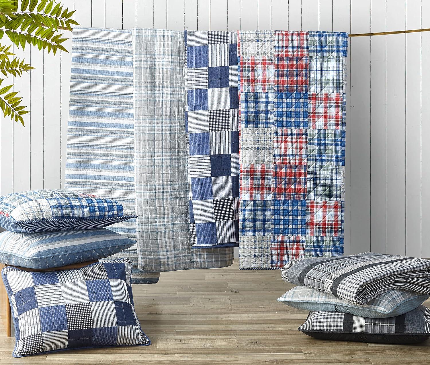 imageNautica  Twin Quilt Set Cotton Reversible Bedding with Matching Sham Home Decor for All Seasons Dorm Room Essentials Saltmarsh Blue TwinSaltmarsh BlueGrey